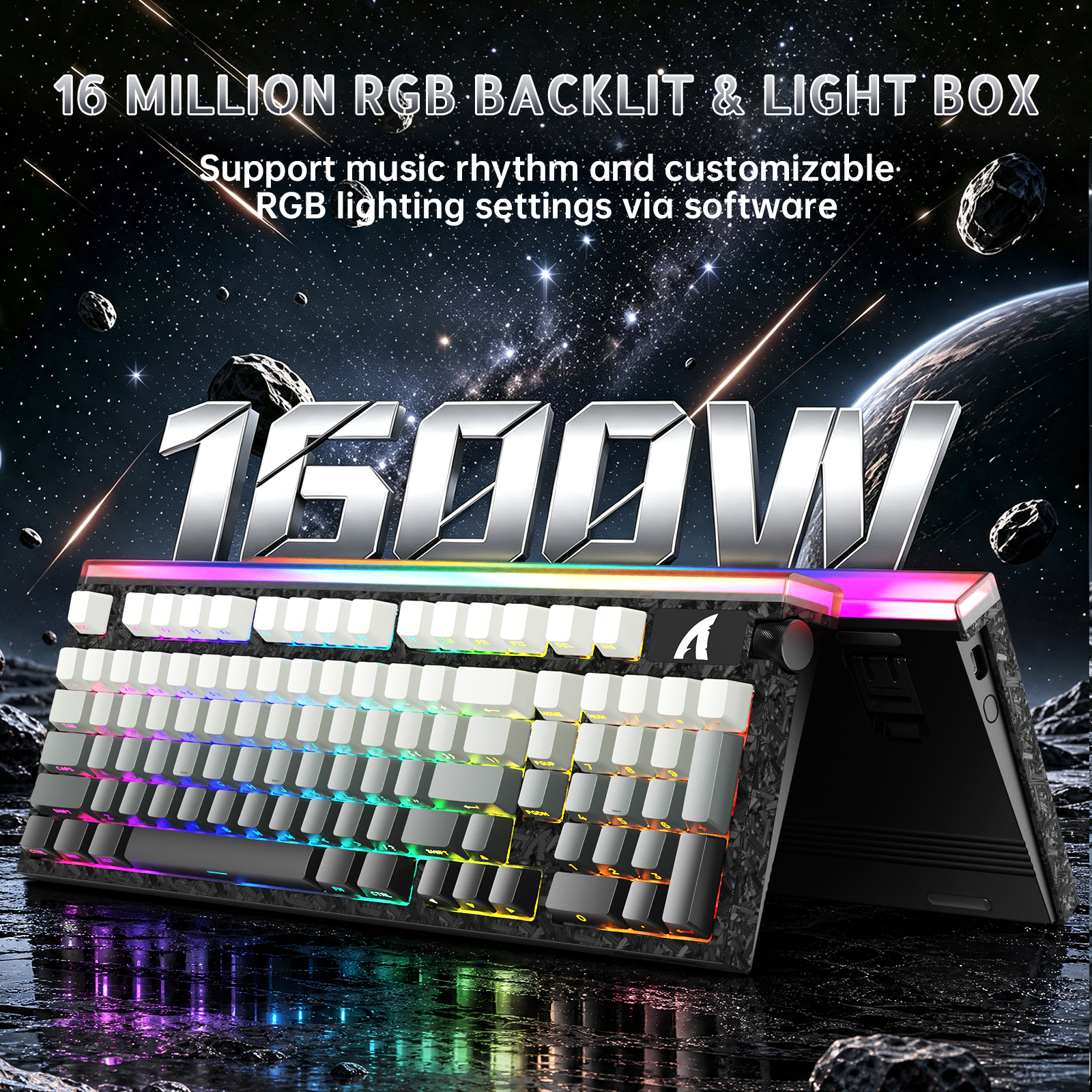 ATTACK SHARK R98 HE Carbon Fiber Wired Rapid Trigger Magnetic Switch Keyboard With C01 Ultra RGB Coiled Cable