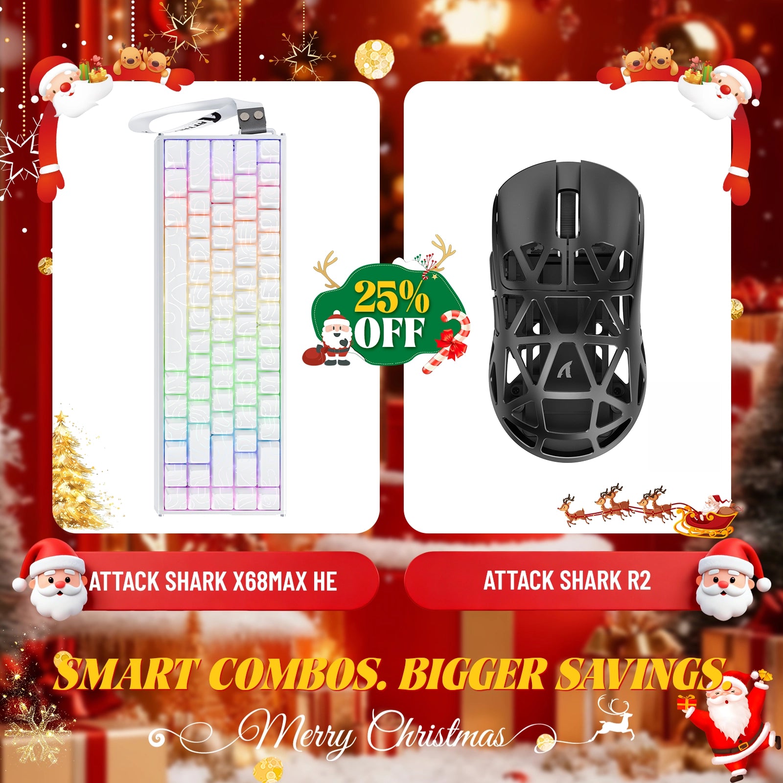ATTACK SHARK X68MAX HE Rapid Trigger Aluminum Keyboard + R2 Magnesium Alloy Wireless Gaming Mouse Bundle