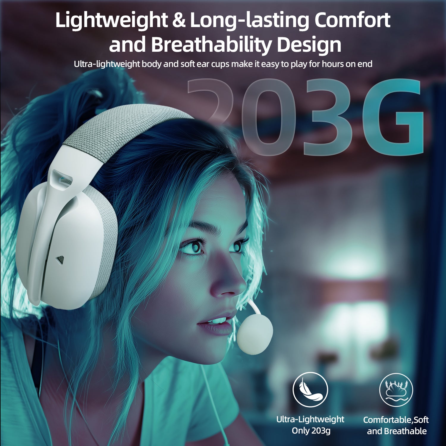 ATTACK SHARK L80PRO headset, lightweight and comfortable, 203g