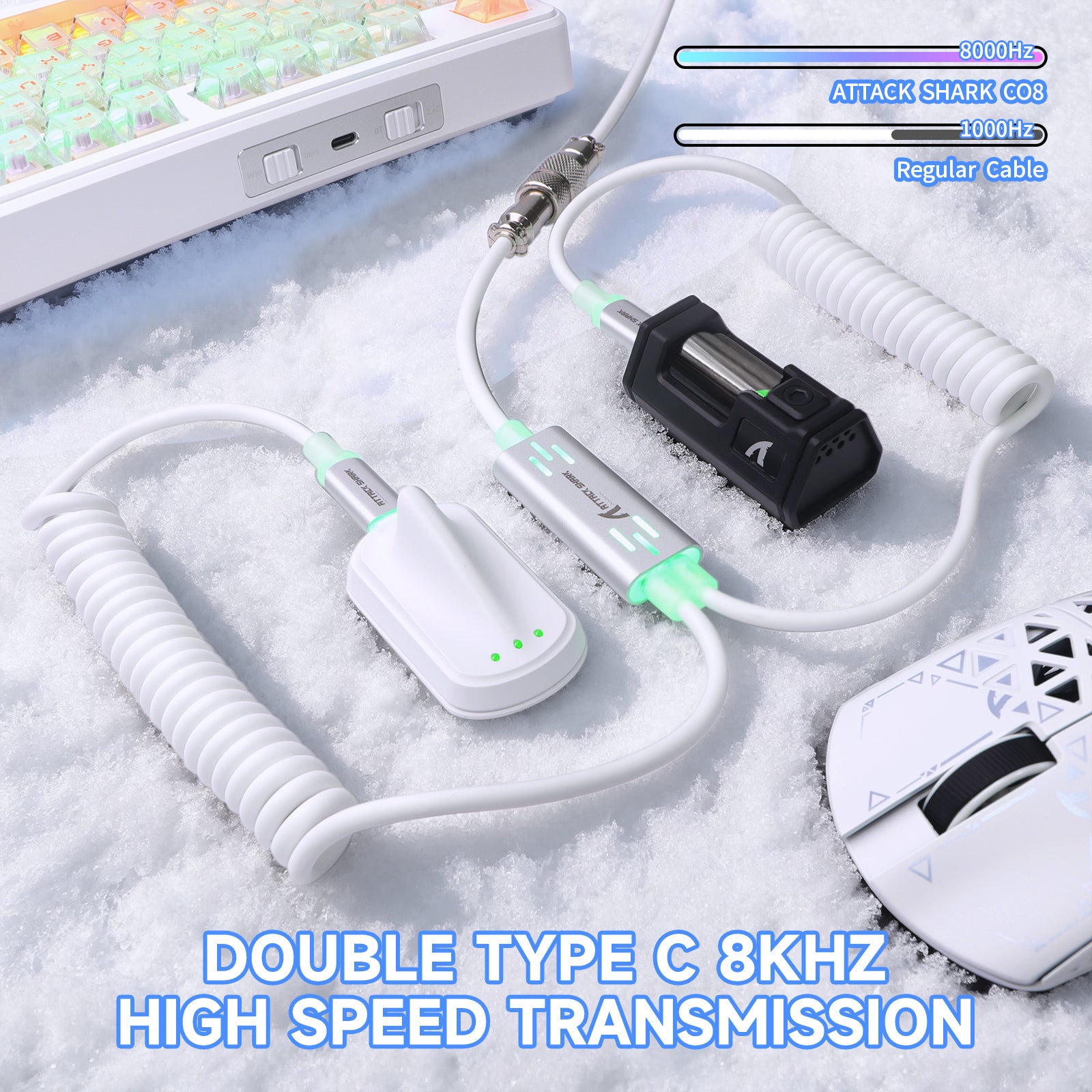 ATTACK SHARK C08 2-in-1 Custom Aviation Cable for 8kHz Magnetic Keyboards