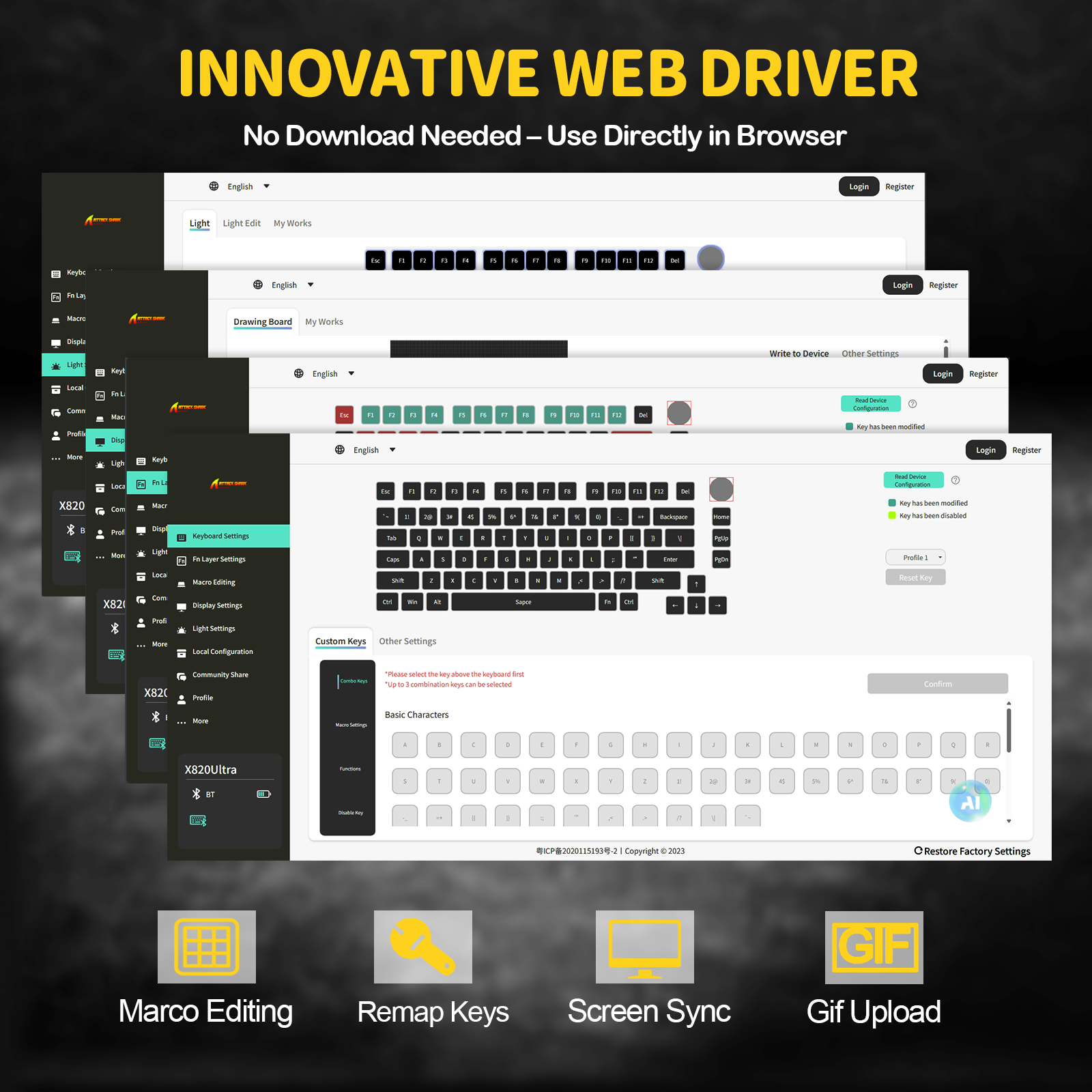 ATTACK SHARK X820Ultra Tri-mode Gasket Mechanical Keyboard