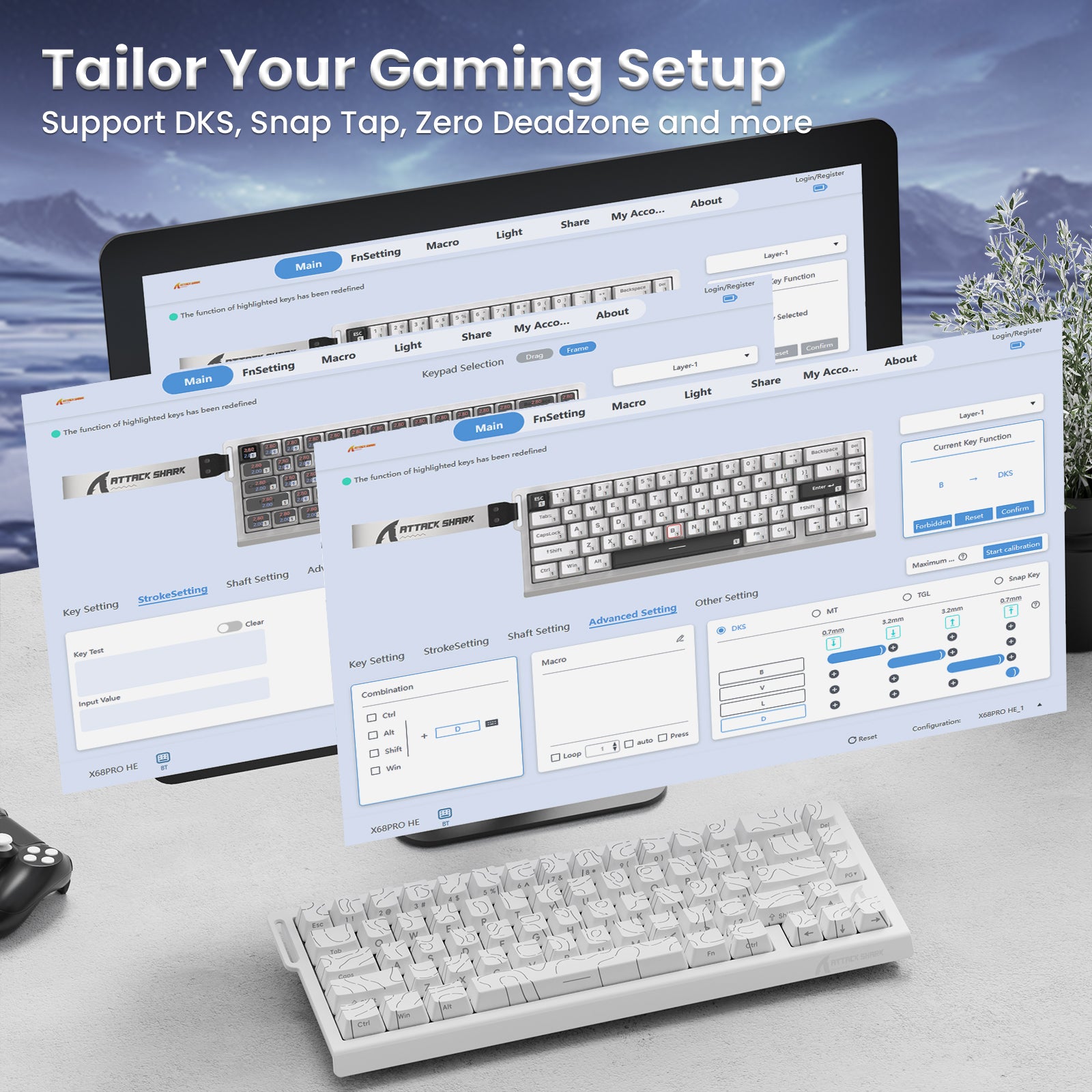ATTACK SHARK X68PRO HE Wireless Rapid Trigger Keyboard With Coiled Cable