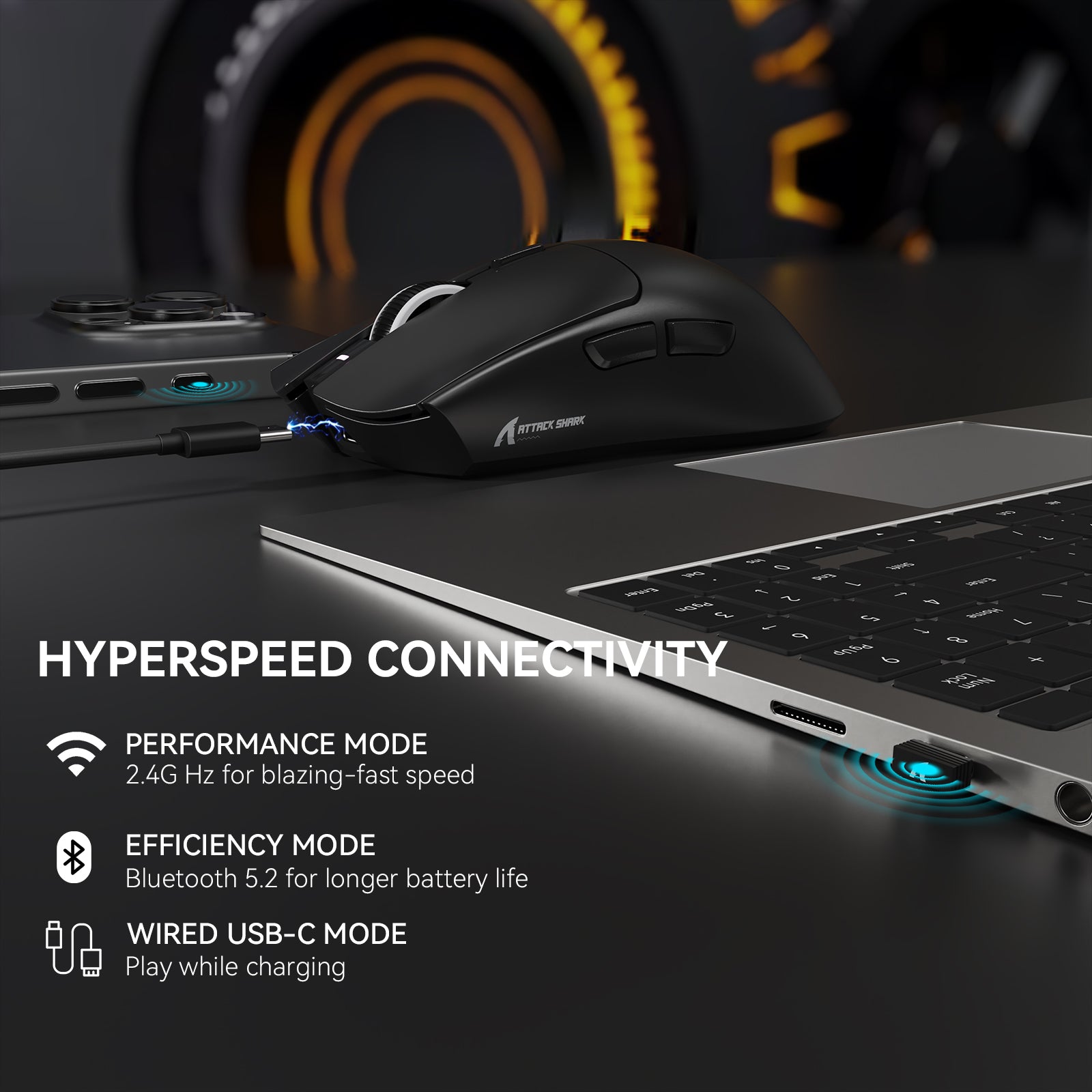ATTACK SHARK X1 Tri-mode Gaming Mouse with Touchpad RGB Charging Dock PAW3395PRO Sensor