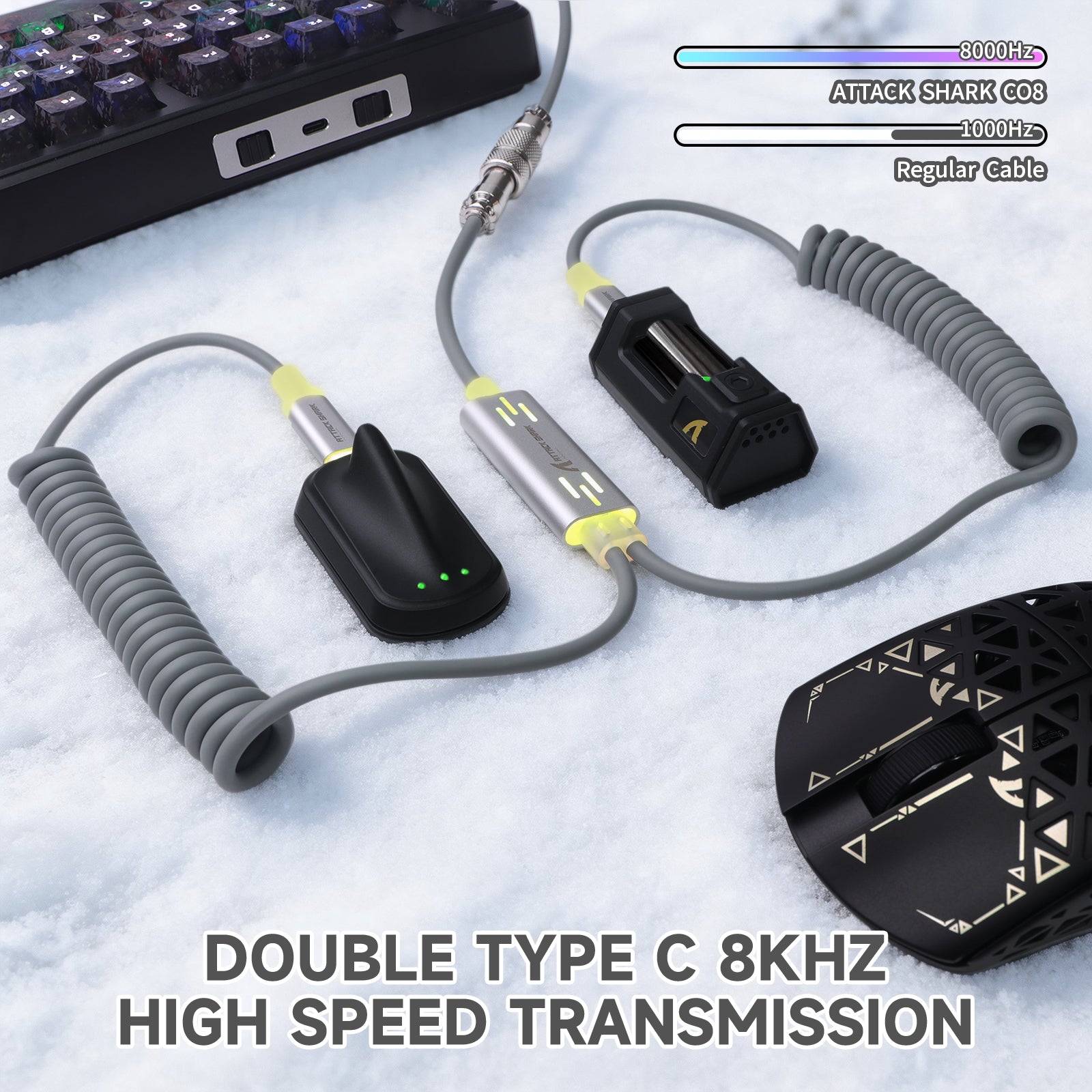 ATTACK SHARK C08 2-in-1 Custom Aviation Cable for 8kHz Magnetic Keyboards