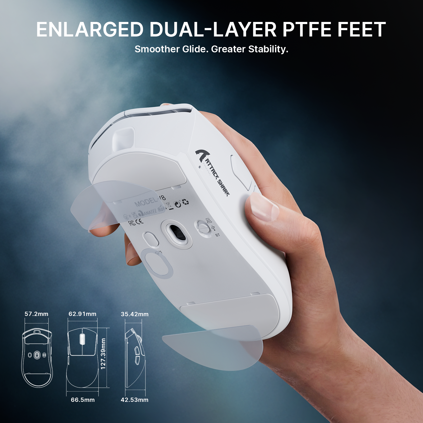 ATTACK SHARK V8 Ultra-Light Ergonomic Wireless Gaming Mouse