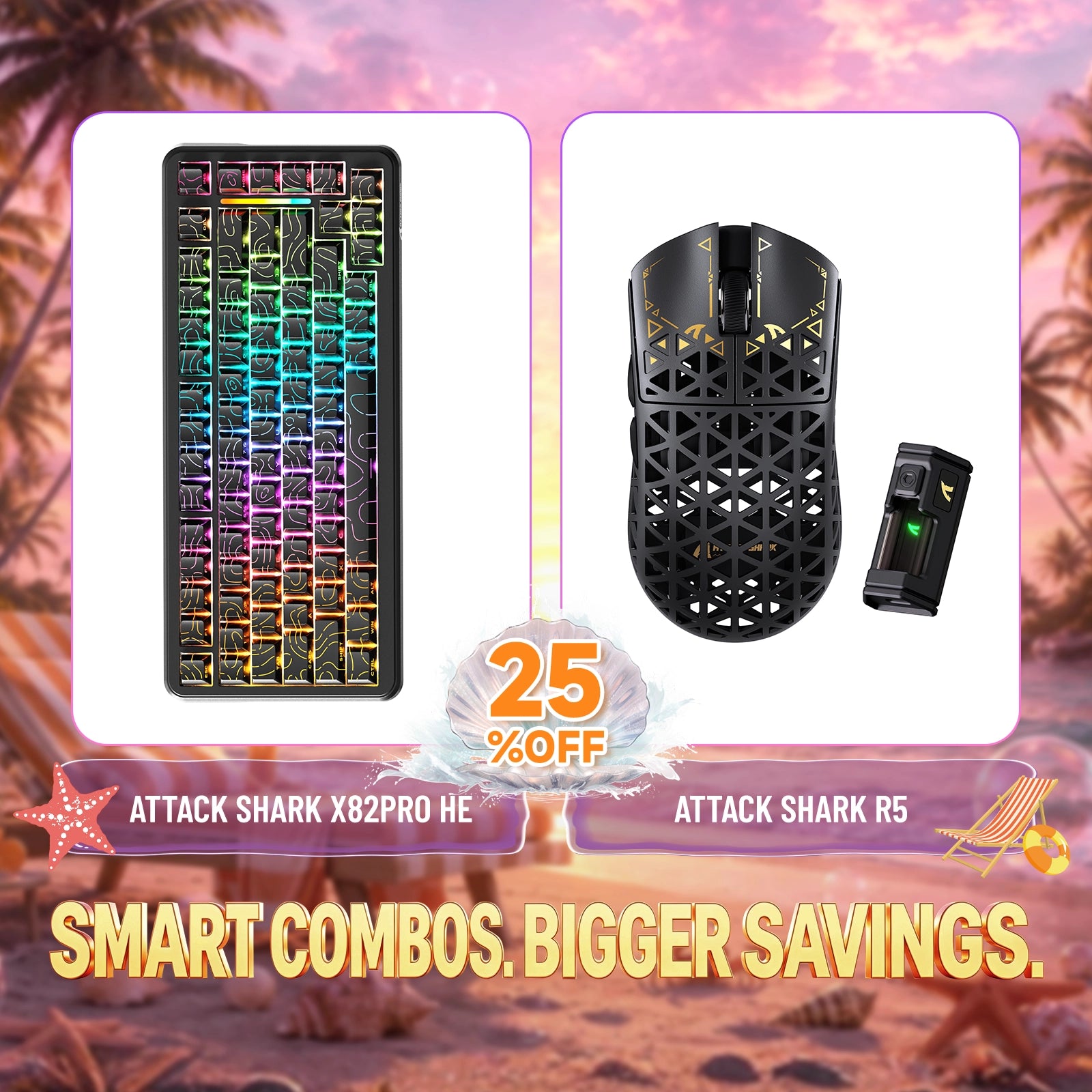 ATTACK SHARK X82PRO HE Rapid Trigger Keyboard + R5 Carbon Fiber Wireless Gaming Mouse Bundle
