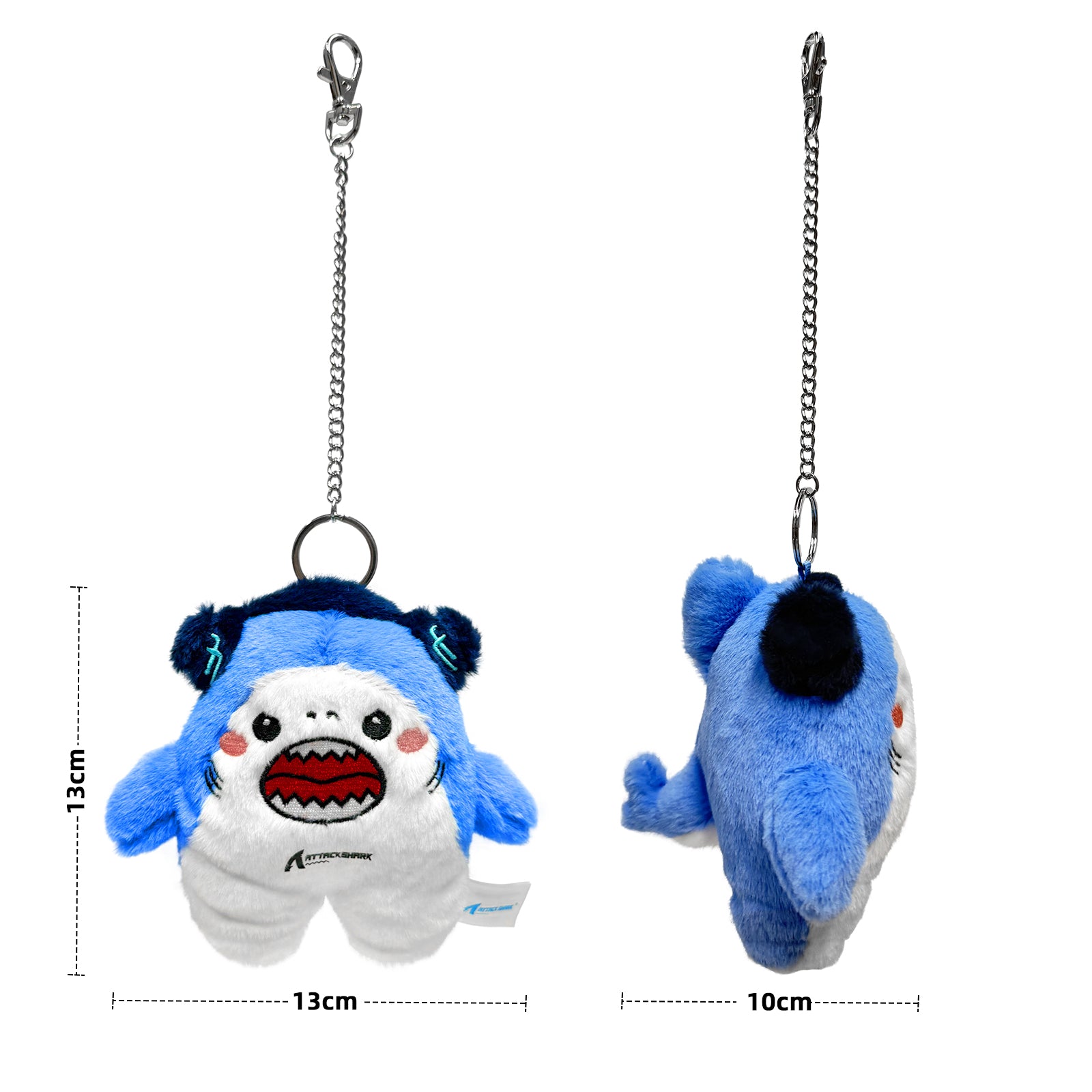 Attack Shark mascot plush toy dimensions, 13cm x 13cm