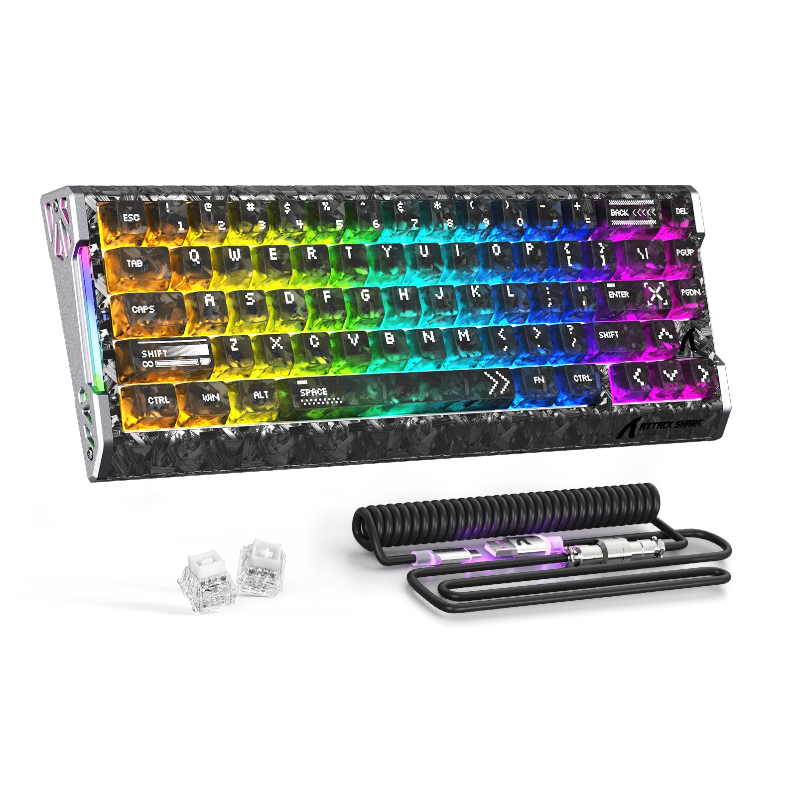 ATTACK SHARK「R68 HE」炭版 R68 HE 60% Carbon Fiber 8KHz Rapid Keyboard | C01 RGB