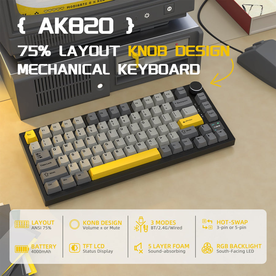Gray and yellow mechanical keyboard shown as a product example in the switch-buying guide