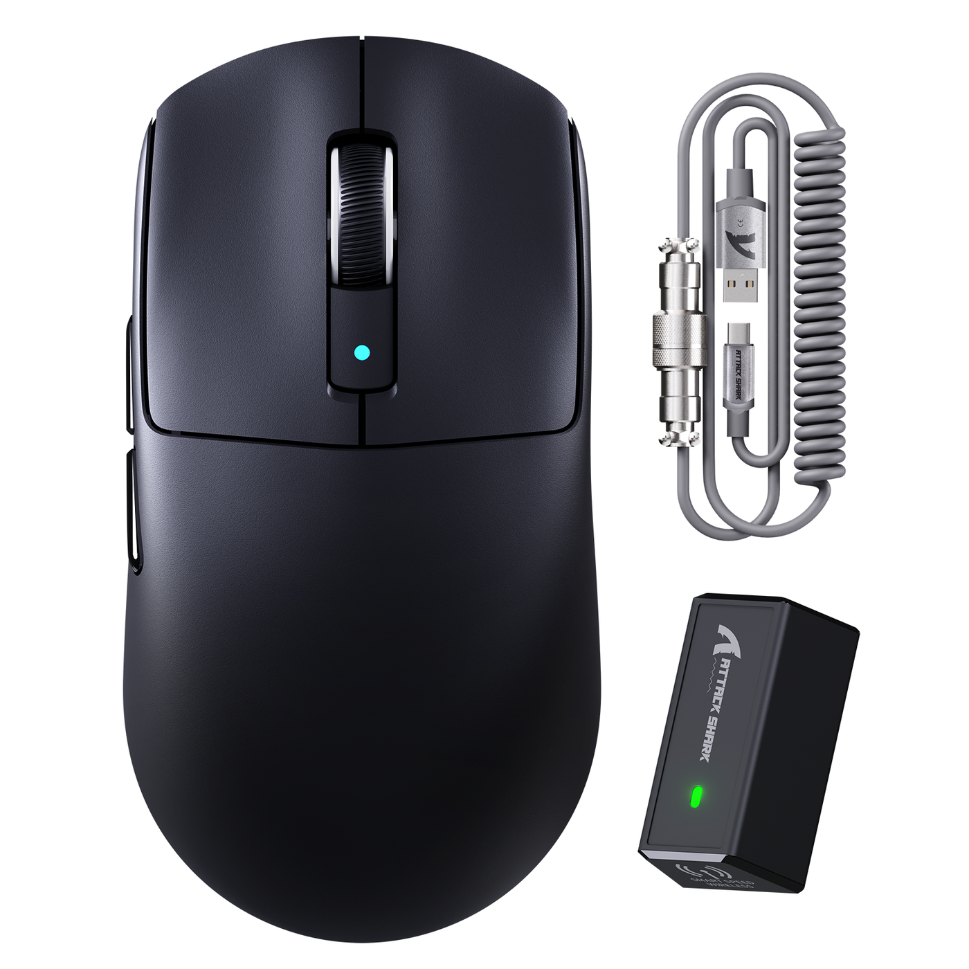 ATTACK SHARK R6 LIGHTSPEED wireless gaming mouse with C06 coiled cable