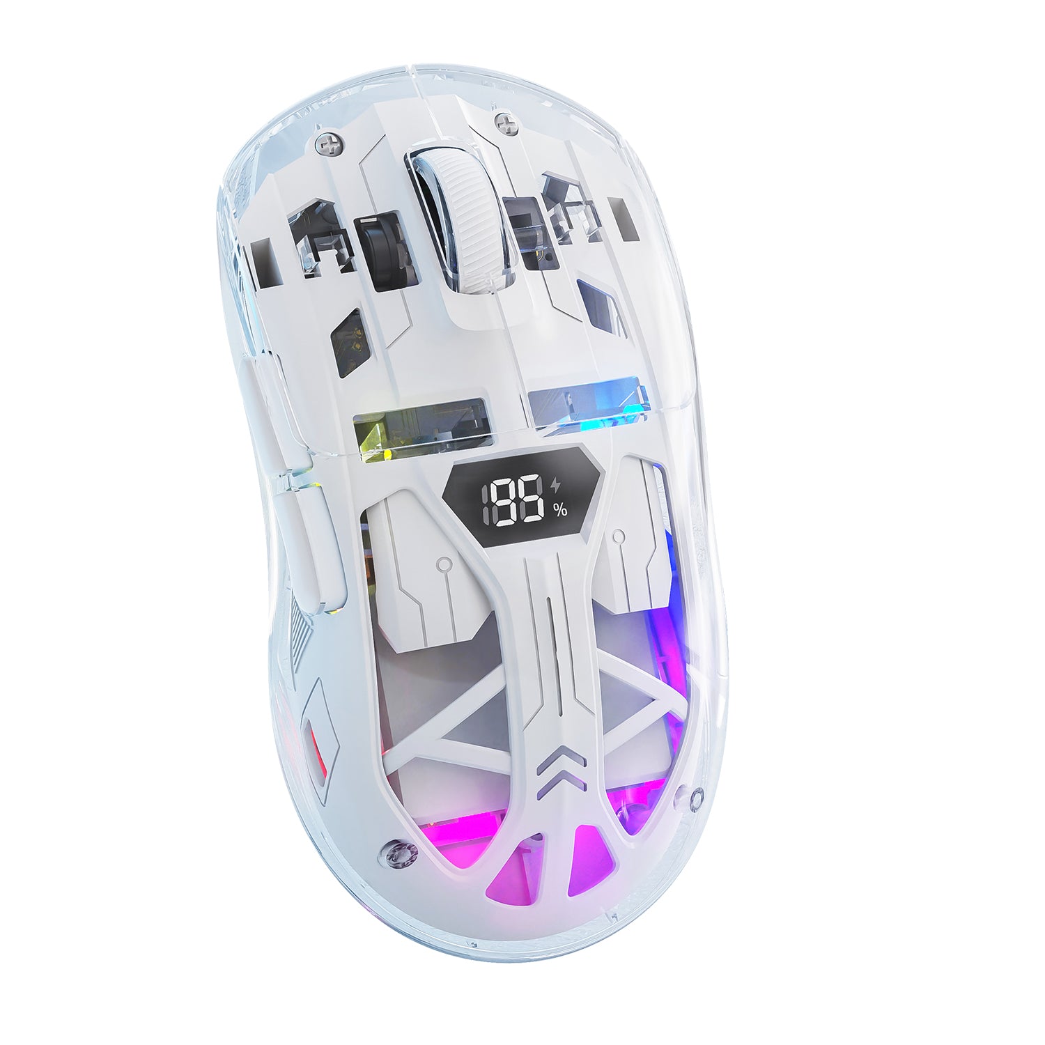 ATTACK SHARK A2 Transparent RGB Wireless Mouse with Battery Level Display