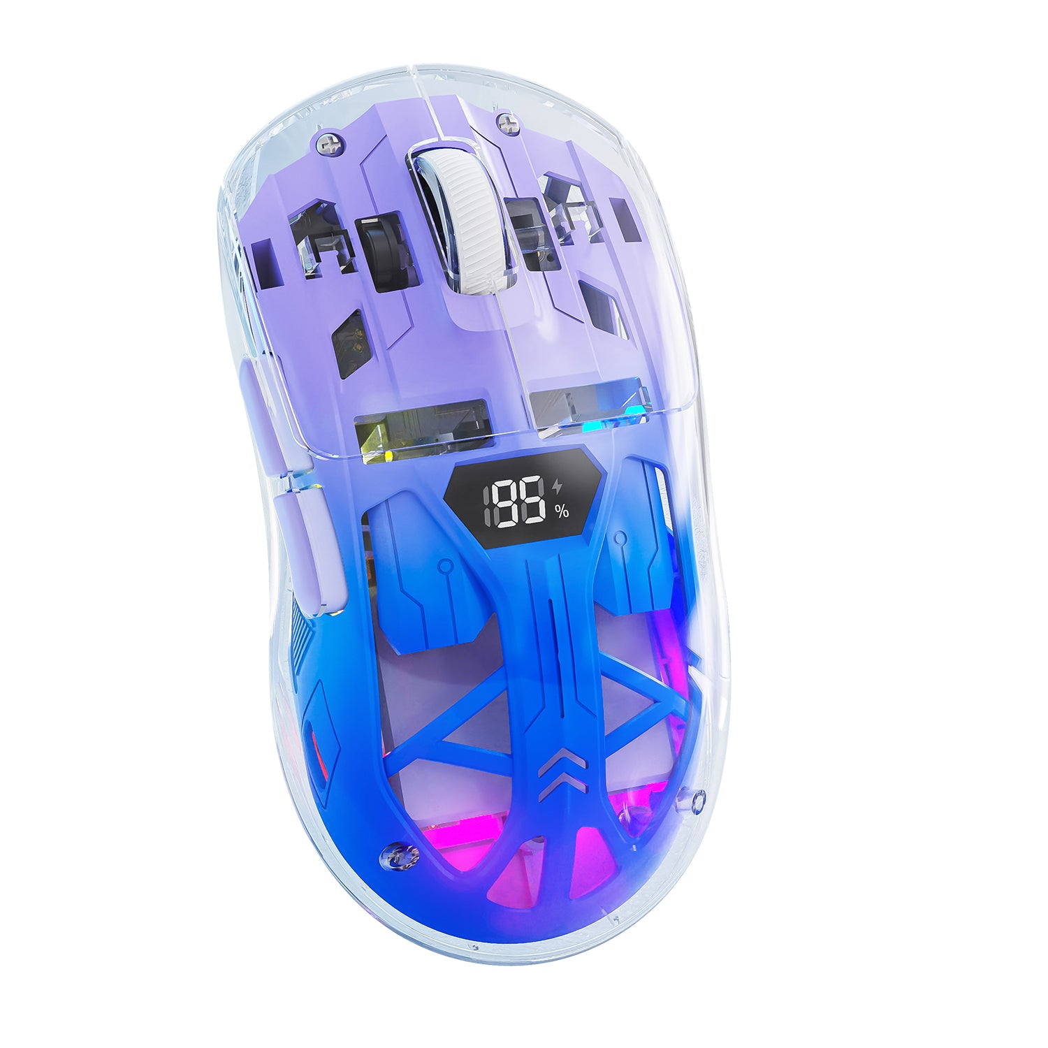 ATTACK SHARK A2 Transparent RGB Wireless Mouse with Battery Level Display