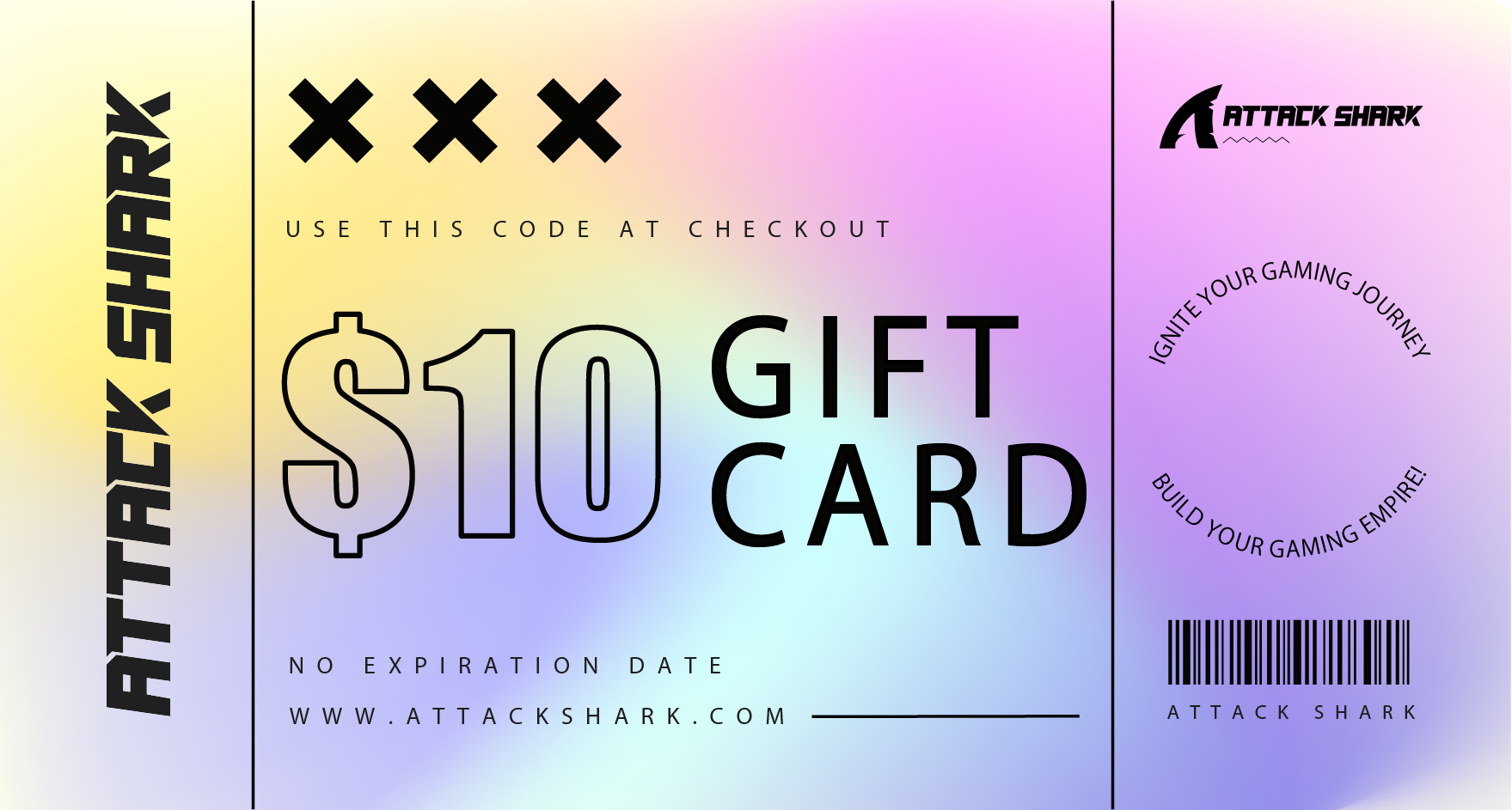 $10 Attack Shark gift card with no expiration and promo code for checkout.