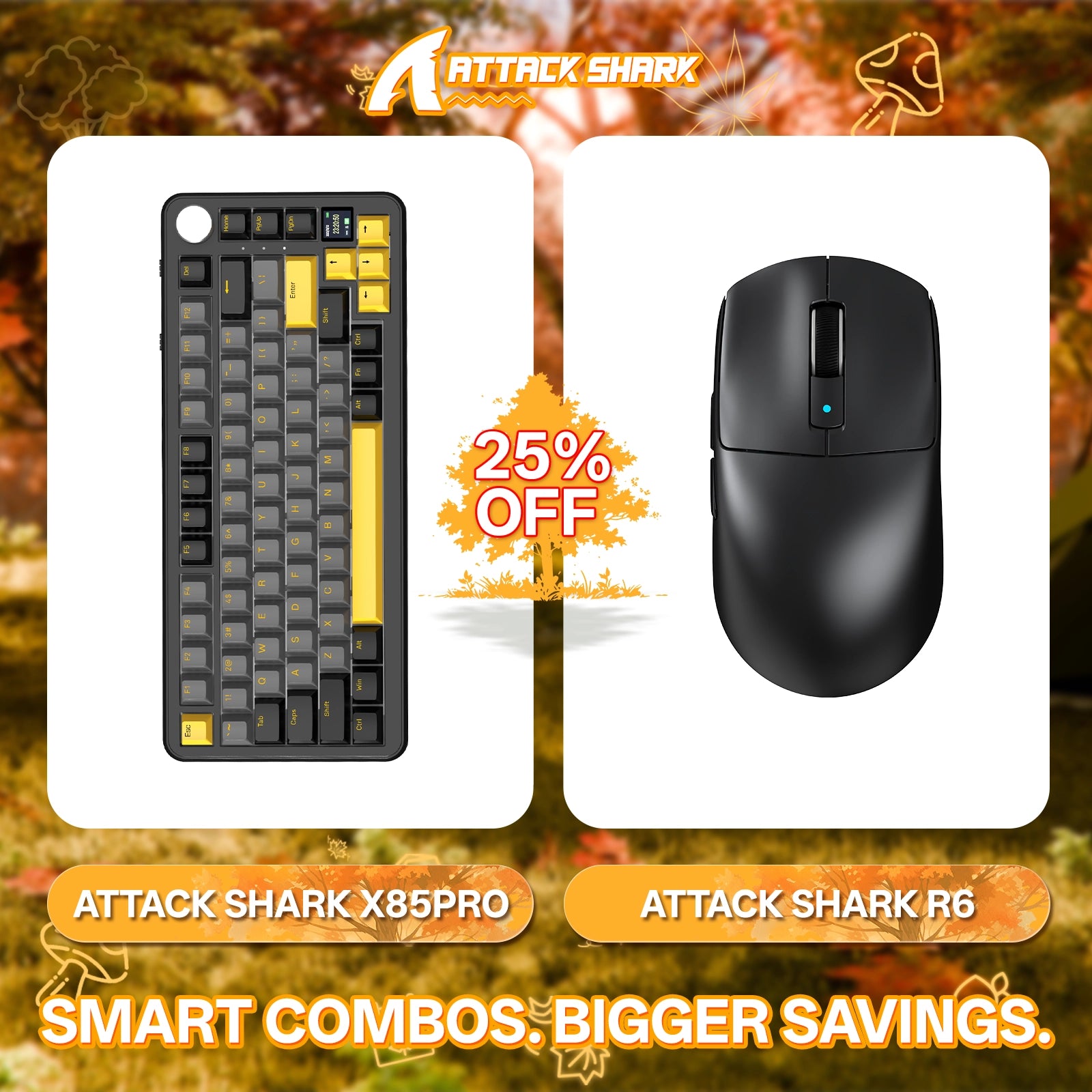 ATTACK SHARK X85PRO Tri-mode Gasket Mechanical Keyboard + R6 Wireless Gaming Mouse Bundle