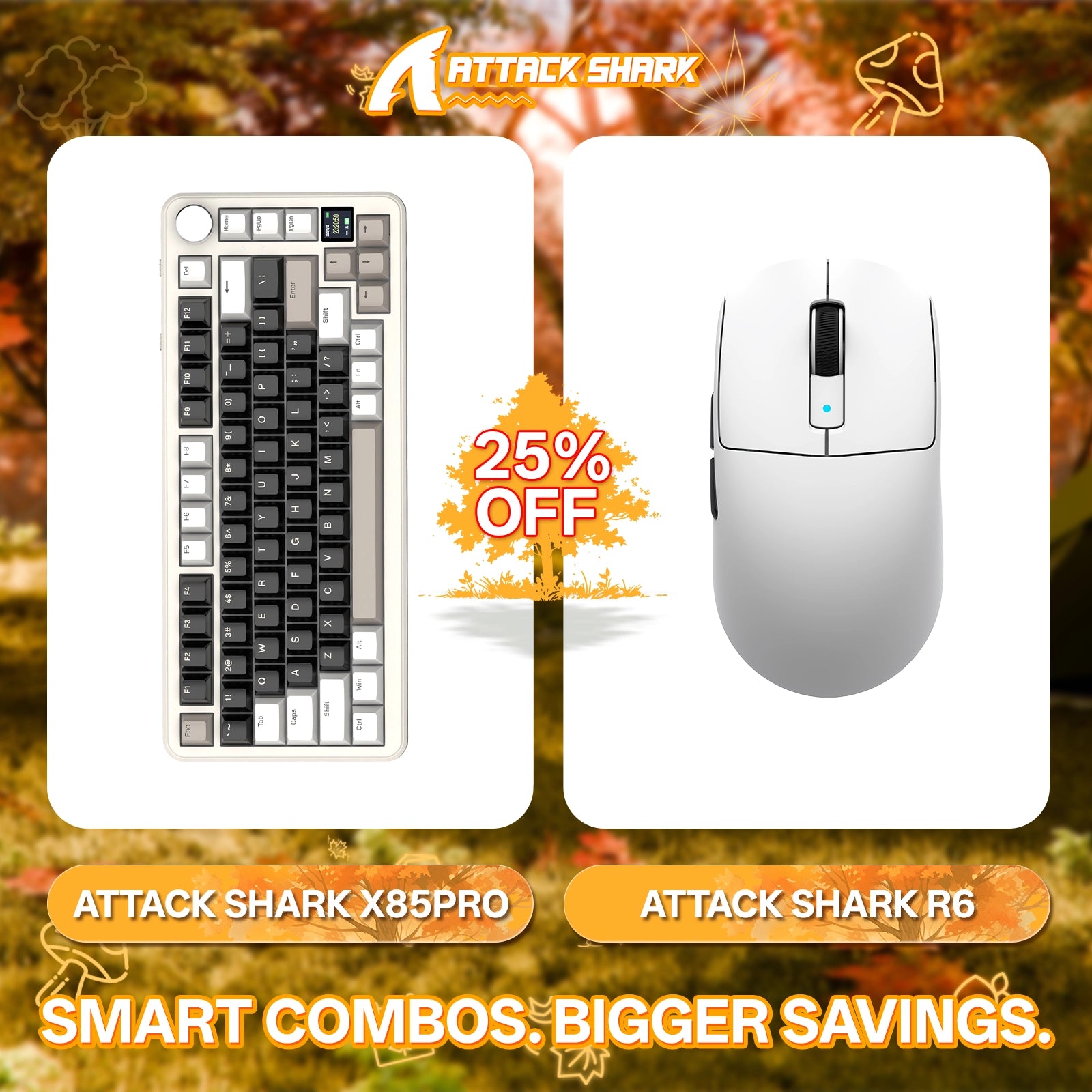 ATTACK SHARK X85PRO Tri-mode Gasket Mechanical Keyboard + R6 Wireless Gaming Mouse Bundle