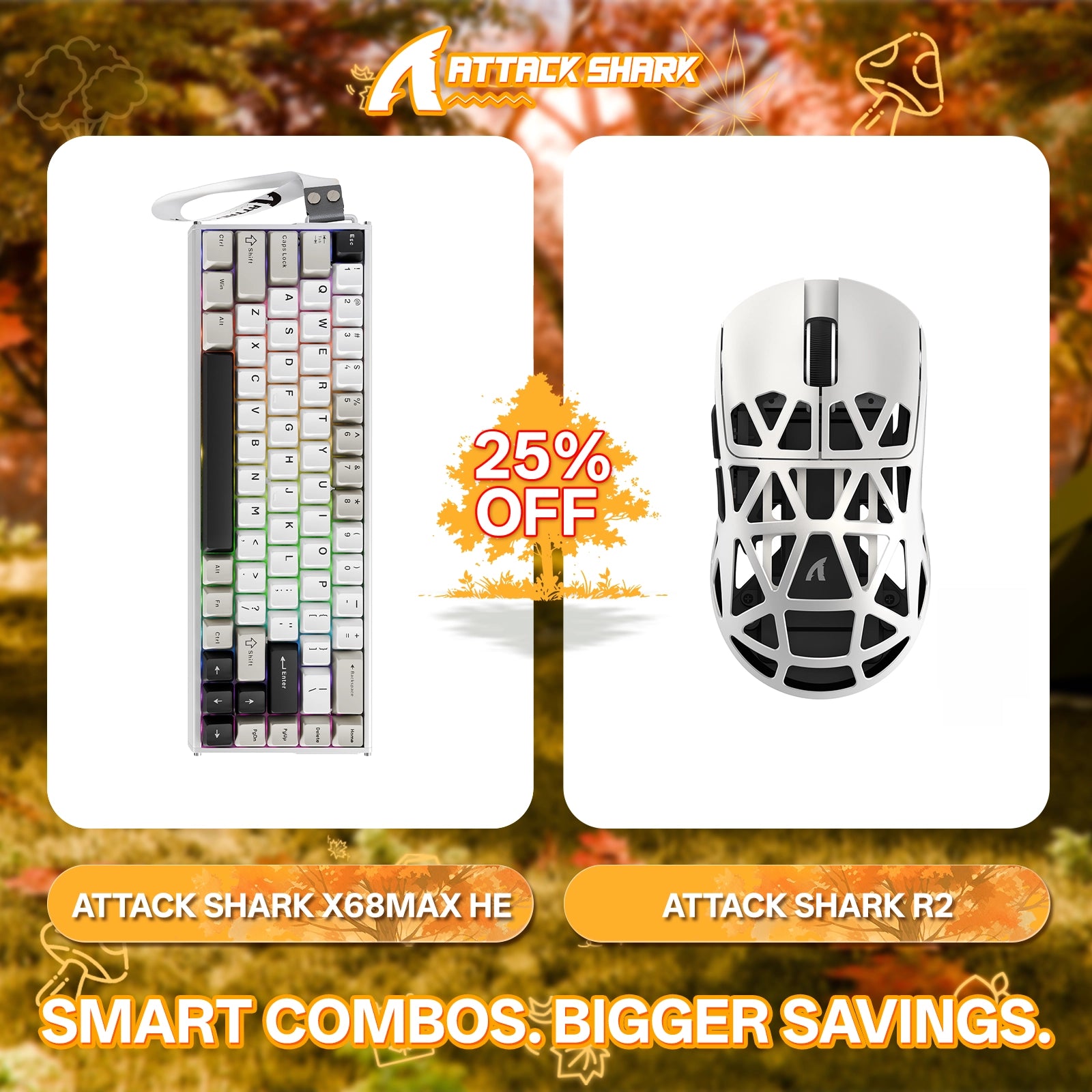 ATTACK SHARK X68MAX HE Rapid Trigger Aluminum Keyboard + R2 Magnesium Alloy Wireless Gaming Mouse Bundle