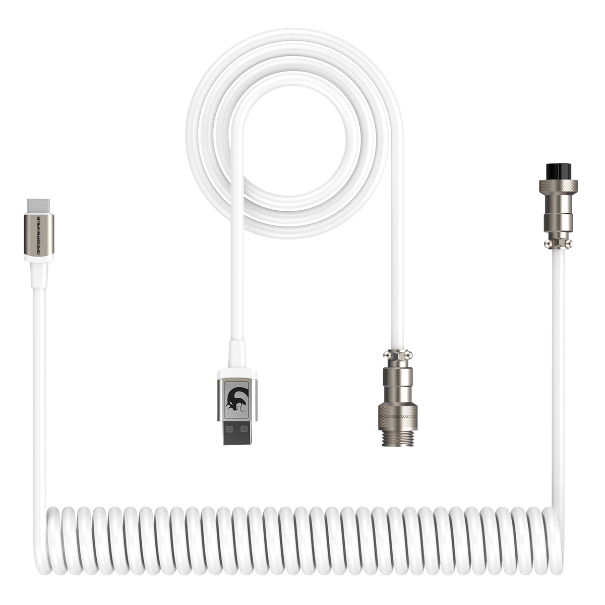 Coiled USB-C Keyboard Cable | Detachable 4‑Pin Aviator