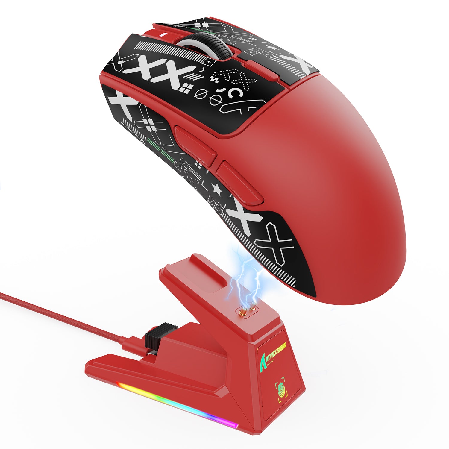 ATTACK SHARK X1 Tri-mode Gaming Mouse With Touchpad RGB Charging Dock PAW3395PRO Sensor