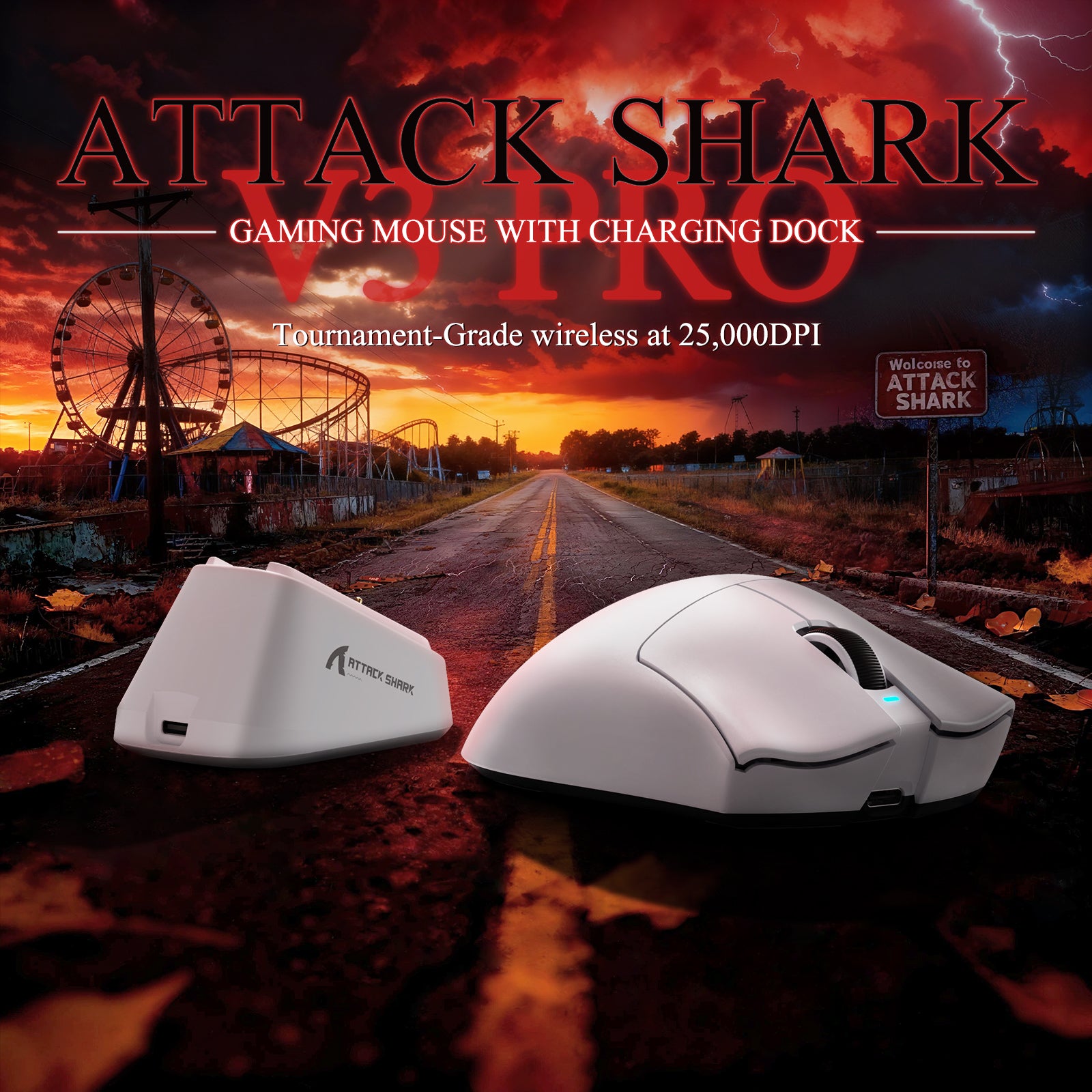 ATTACK SHARK V3PRO Ultra-Light Tri-Mode Gaming Mouse with Charging Dock