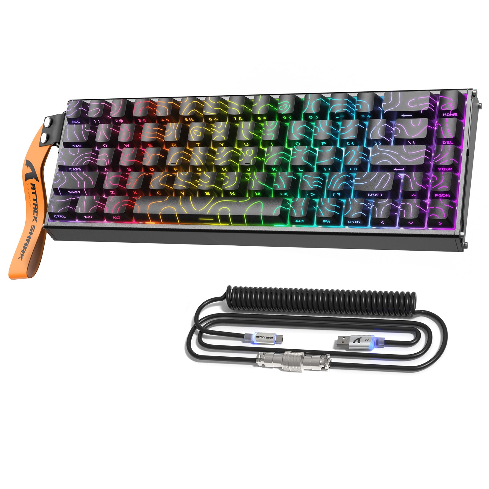 ATTACK SHARK X68MAX HE Rapid Trigger CNC Aluminum Keyboard Magnetic Switch with C01Ultra RGB Coiled Cable