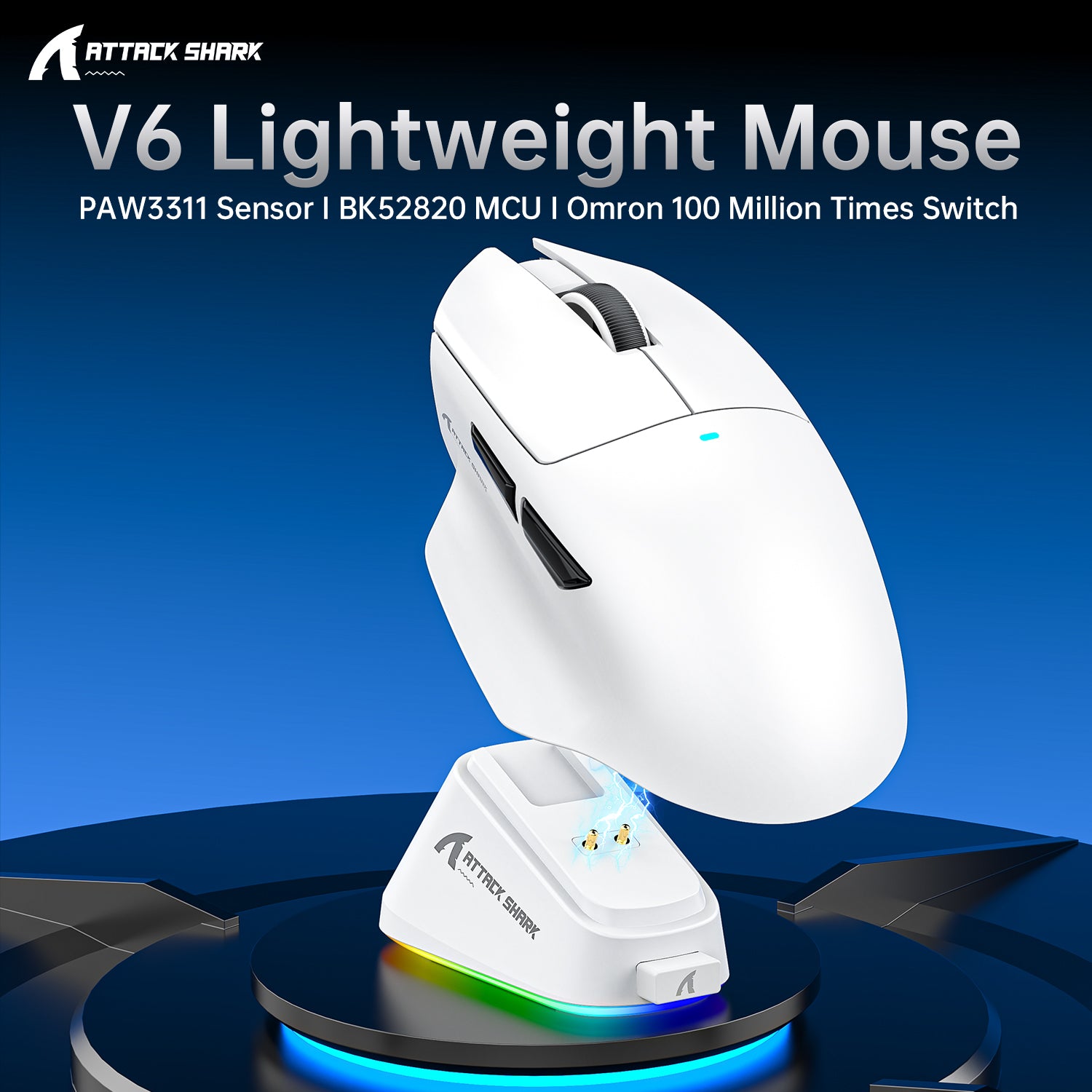 ATTACK SHARK V6 Ultra-Light Tri-Mode Gaming Mouse