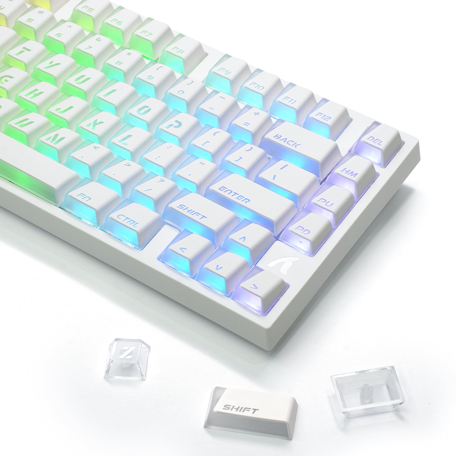 ATTACK SHARK SK07 131 Keys Prism Shine-Through Keycaps, ANSI, White
