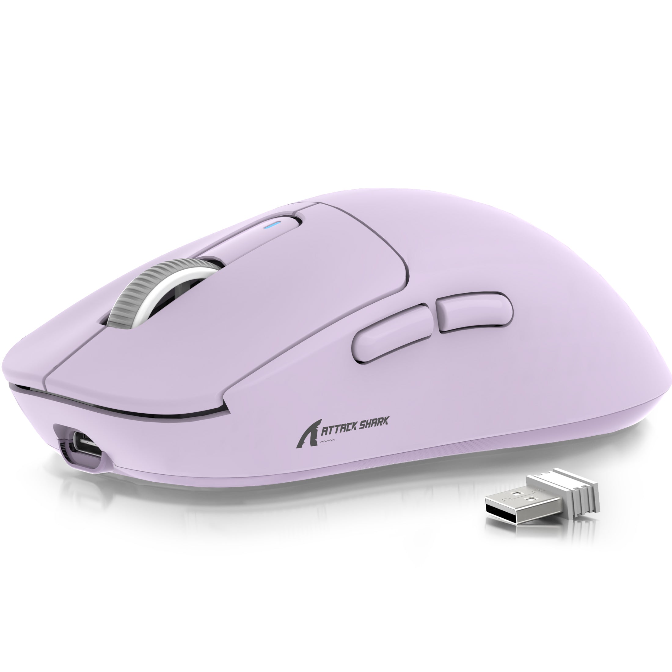 Attack Shark X3 purple wireless gaming mouse with USB receiver