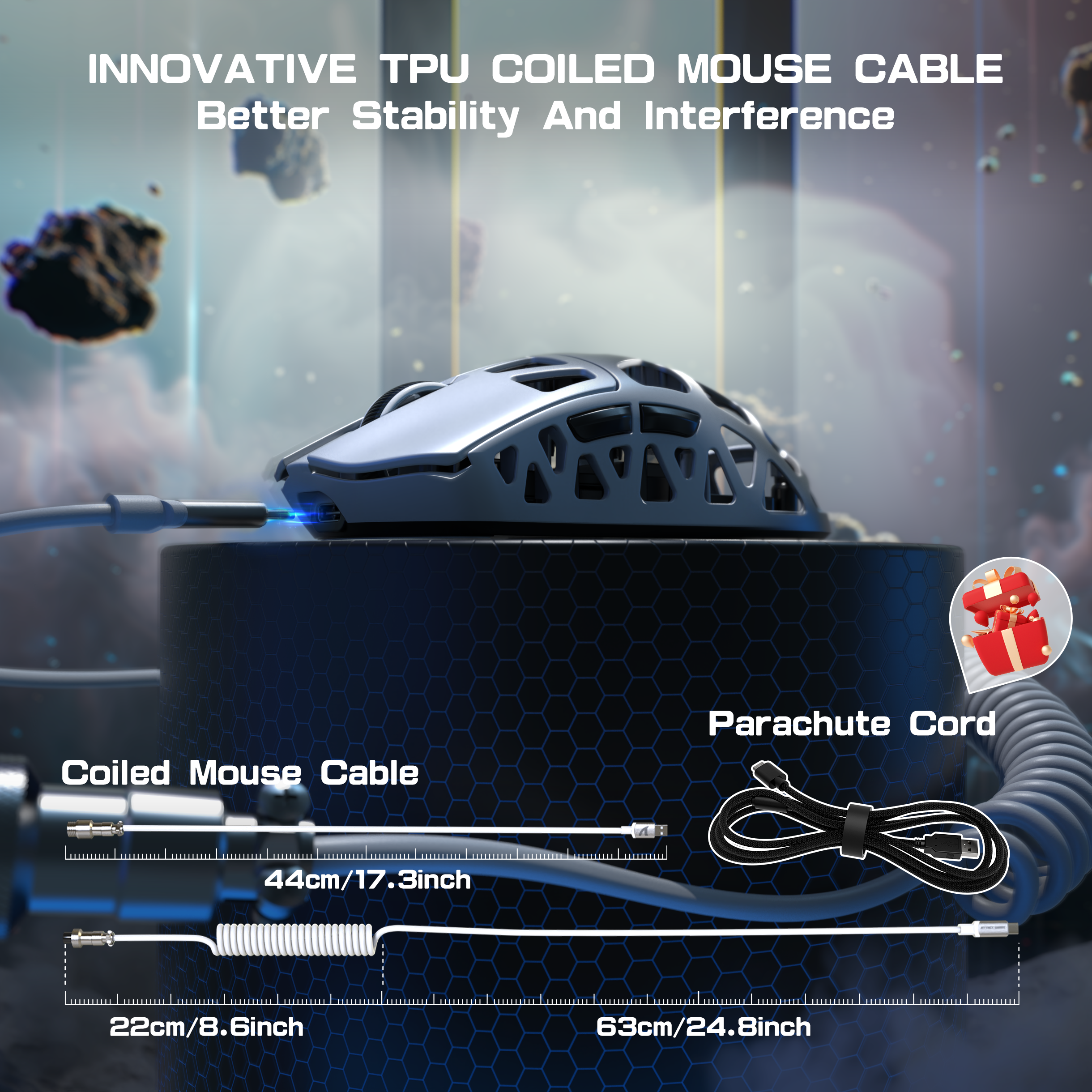 ATTACK SHARK R3PRO Magnesium Alloy Gaming Mouse 8K with Coiled Cable