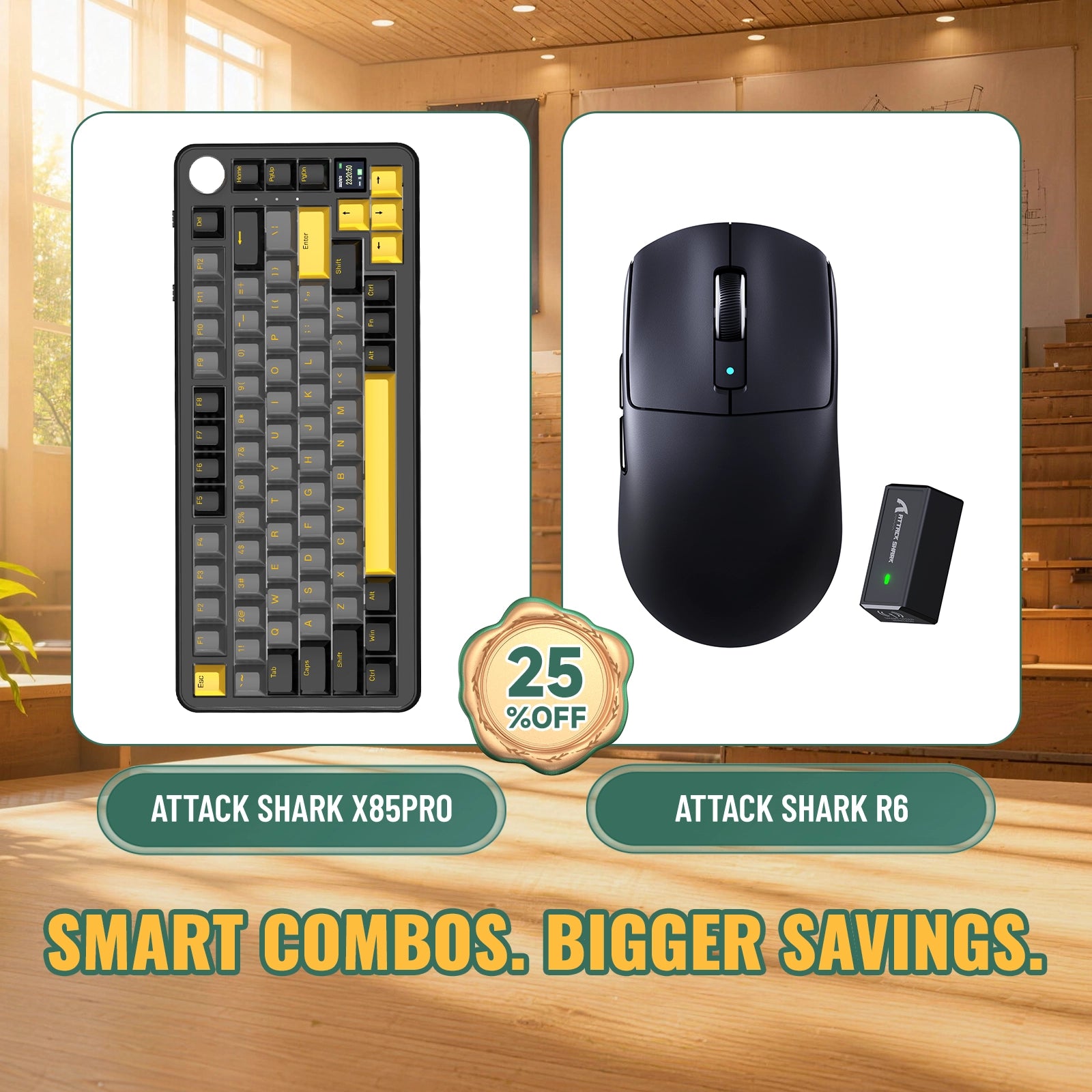 ATTACK SHARK X85PRO Tri-mode Gasket Mechanical Keyboard + R6 Wireless Gaming Mouse Bundle