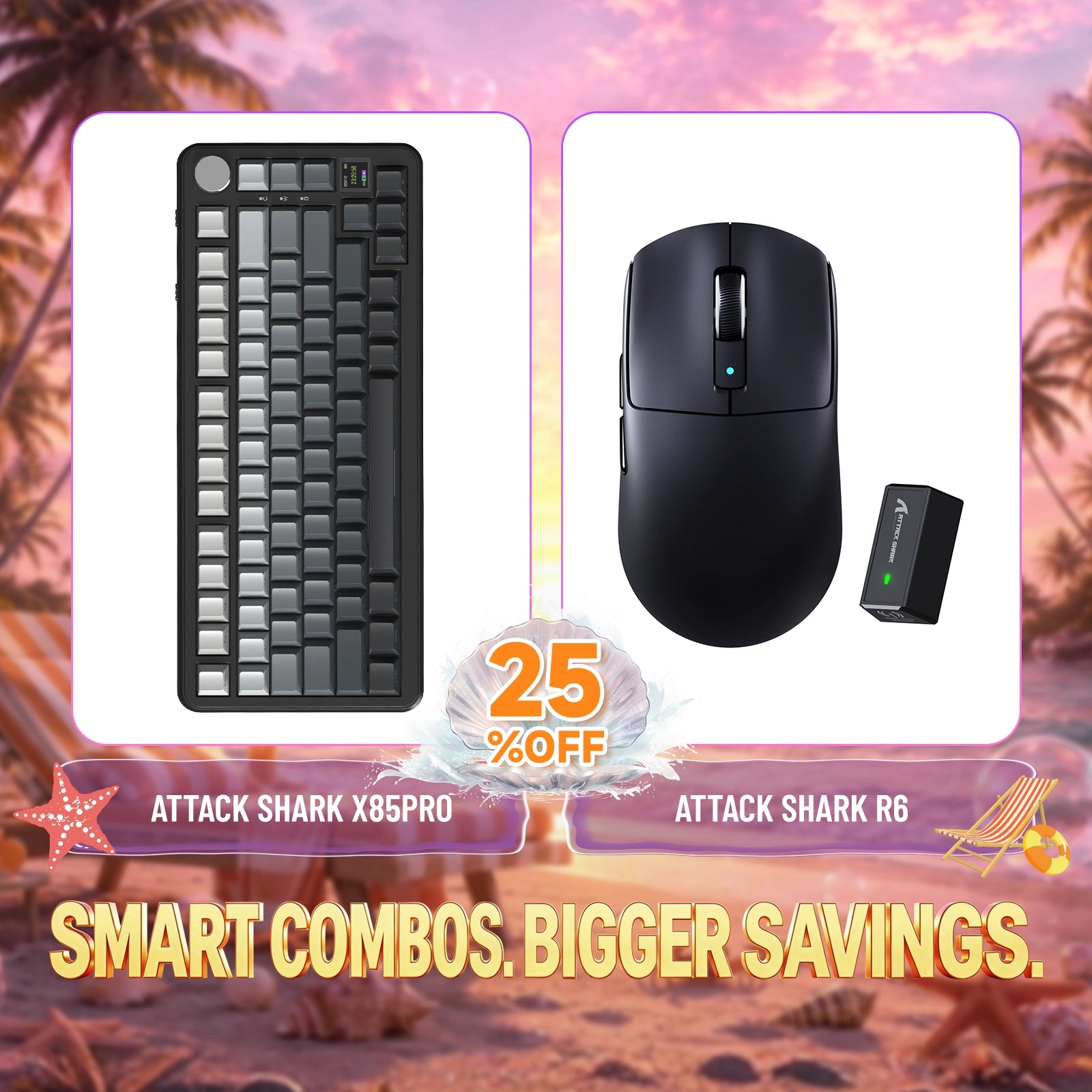 ATTACK SHARK X85PRO Tri-mode Gasket Mechanical Keyboard + R6 Wireless Gaming Mouse Bundle