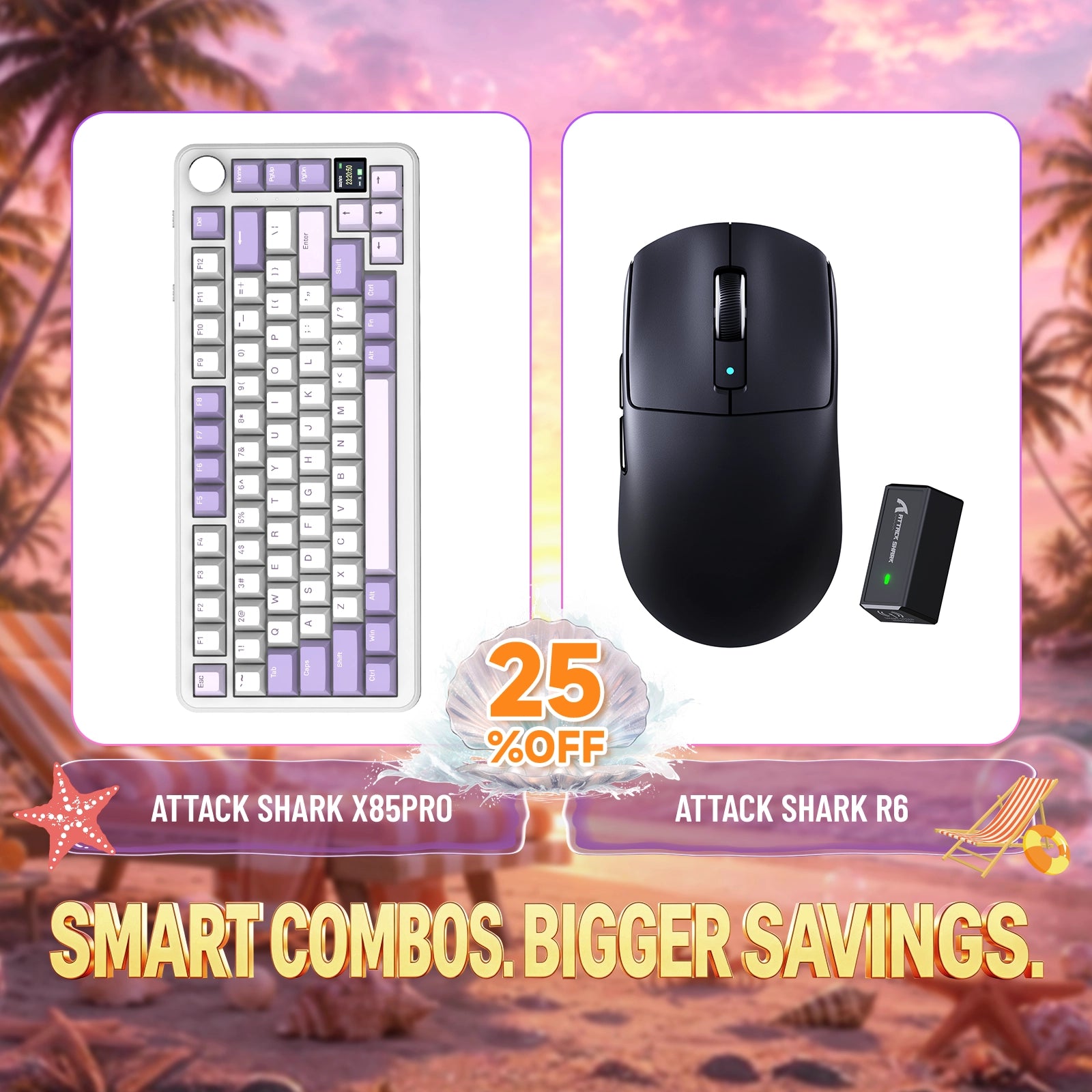 ATTACK SHARK X85PRO Tri-mode Gasket Mechanical Keyboard + R6 Wireless Gaming Mouse Bundle