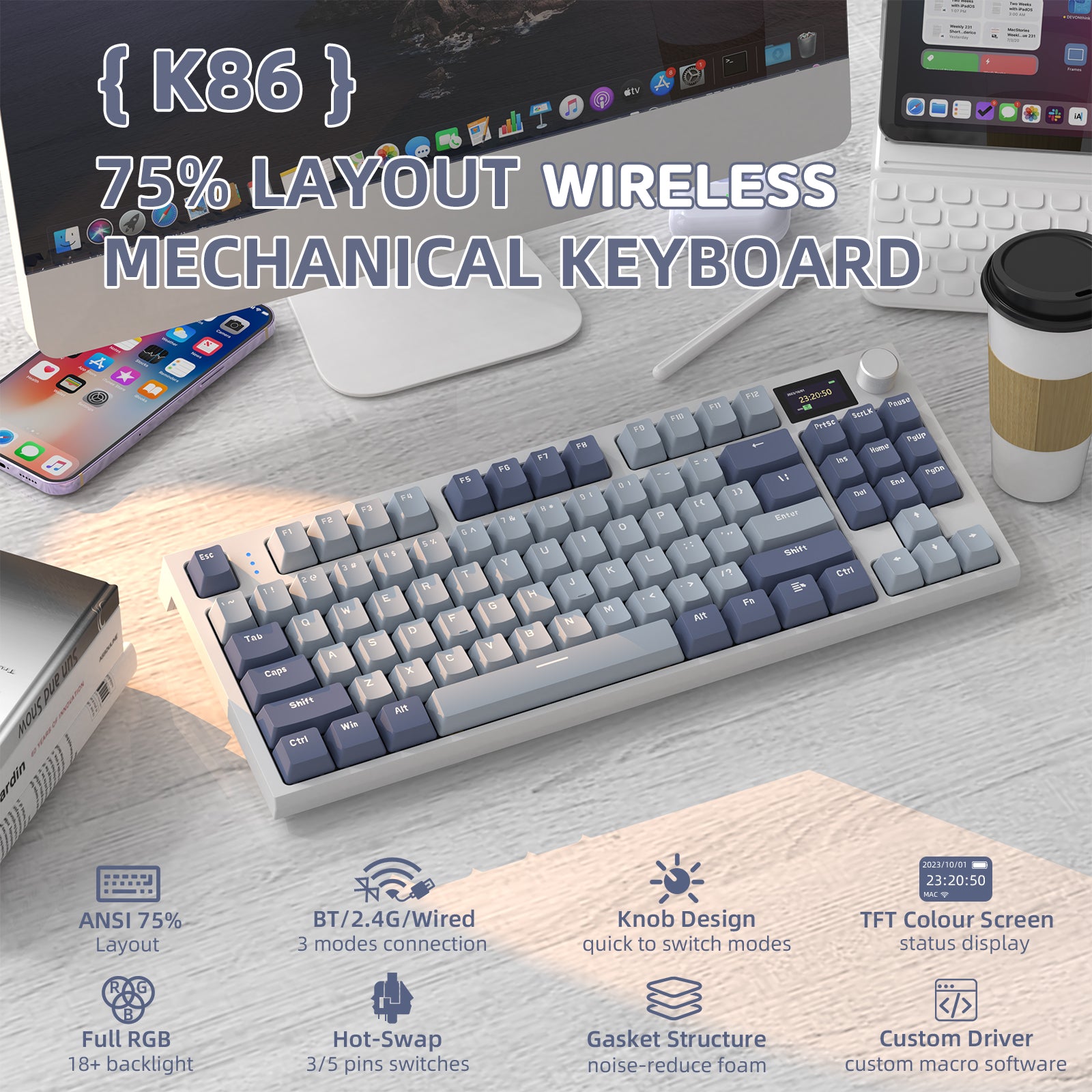 ATTACK SHARK K86 Wireless Mechanical Keyboard