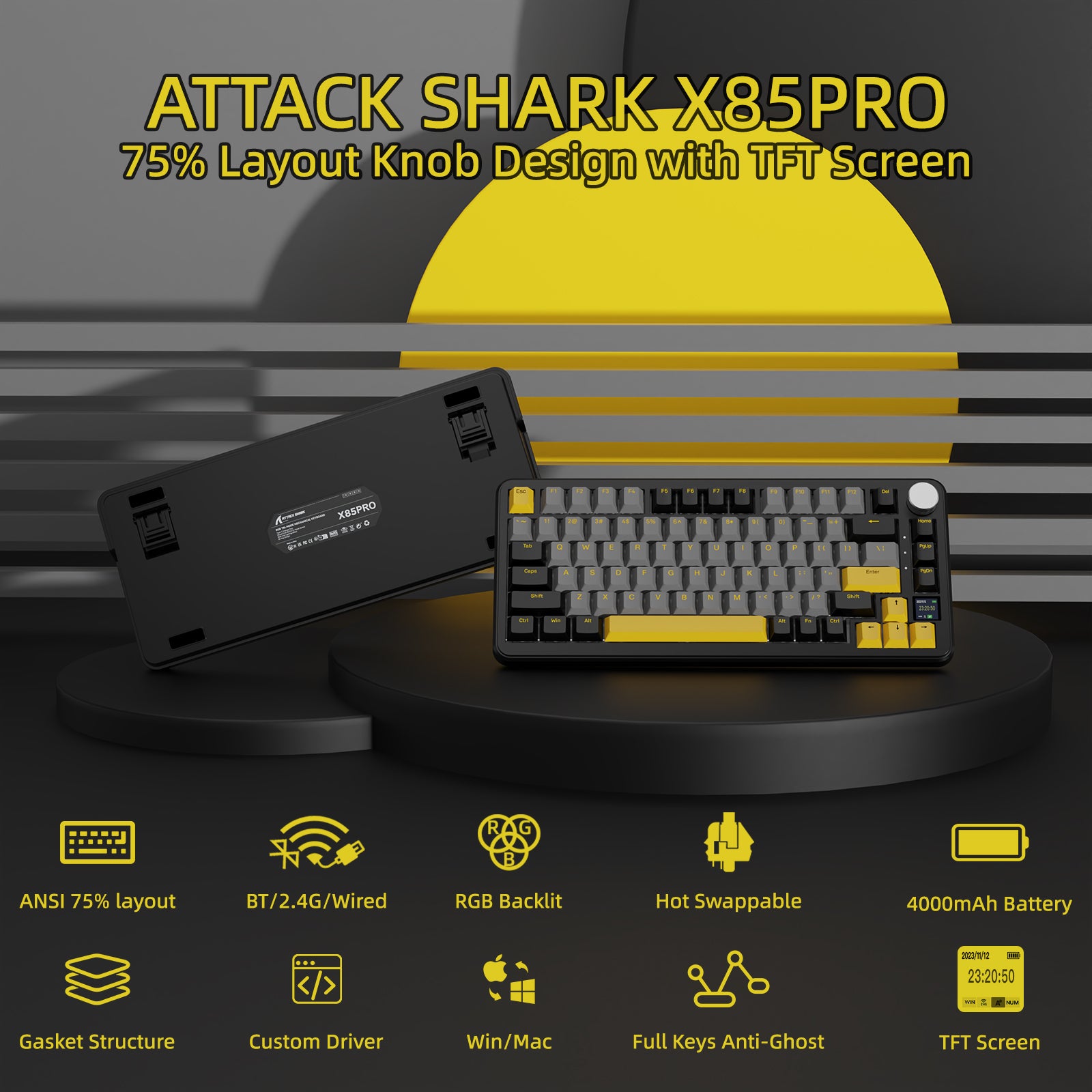 ATTACK SHARK X85PRO Tri-mode Gasket Mechanical Keyboard