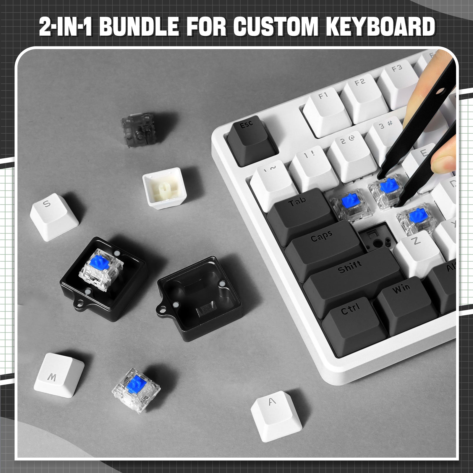 2-in-1 switch opener and puller for customizing mechanical keyboards