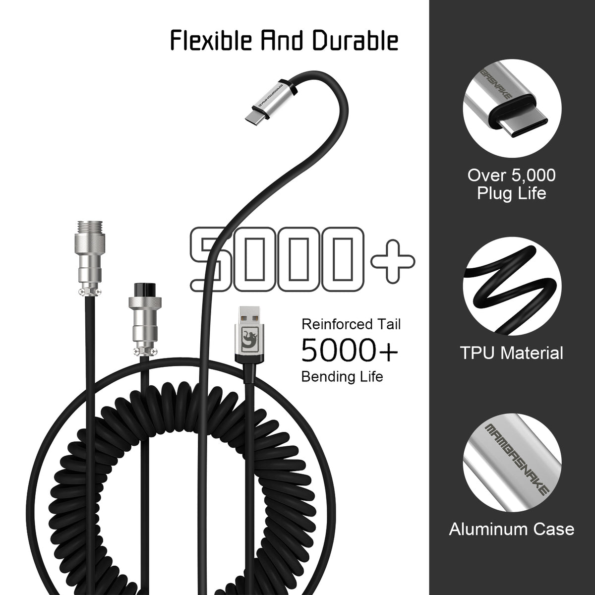 ATTACK SHARK x MAMBASNAKE C01 Coiled Cable
