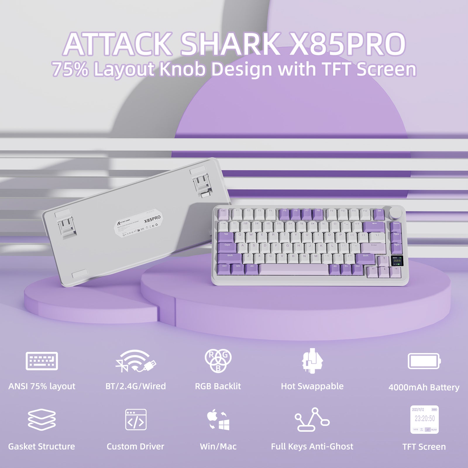 ATTACK SHARK X85PRO Tri-mode Gasket Mechanical Keyboard