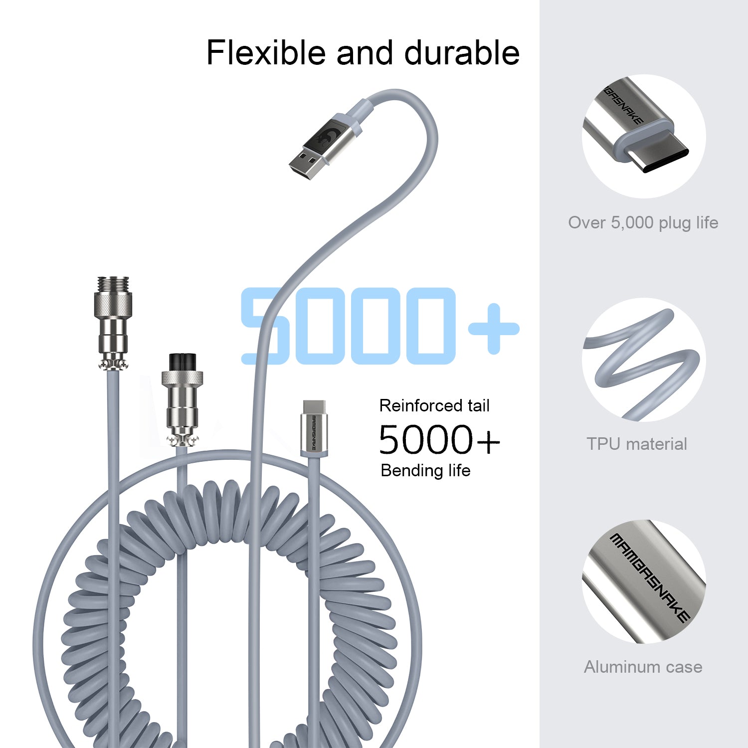 ATTACK SHARK x MAMBASNAKE C01 Coiled Cable