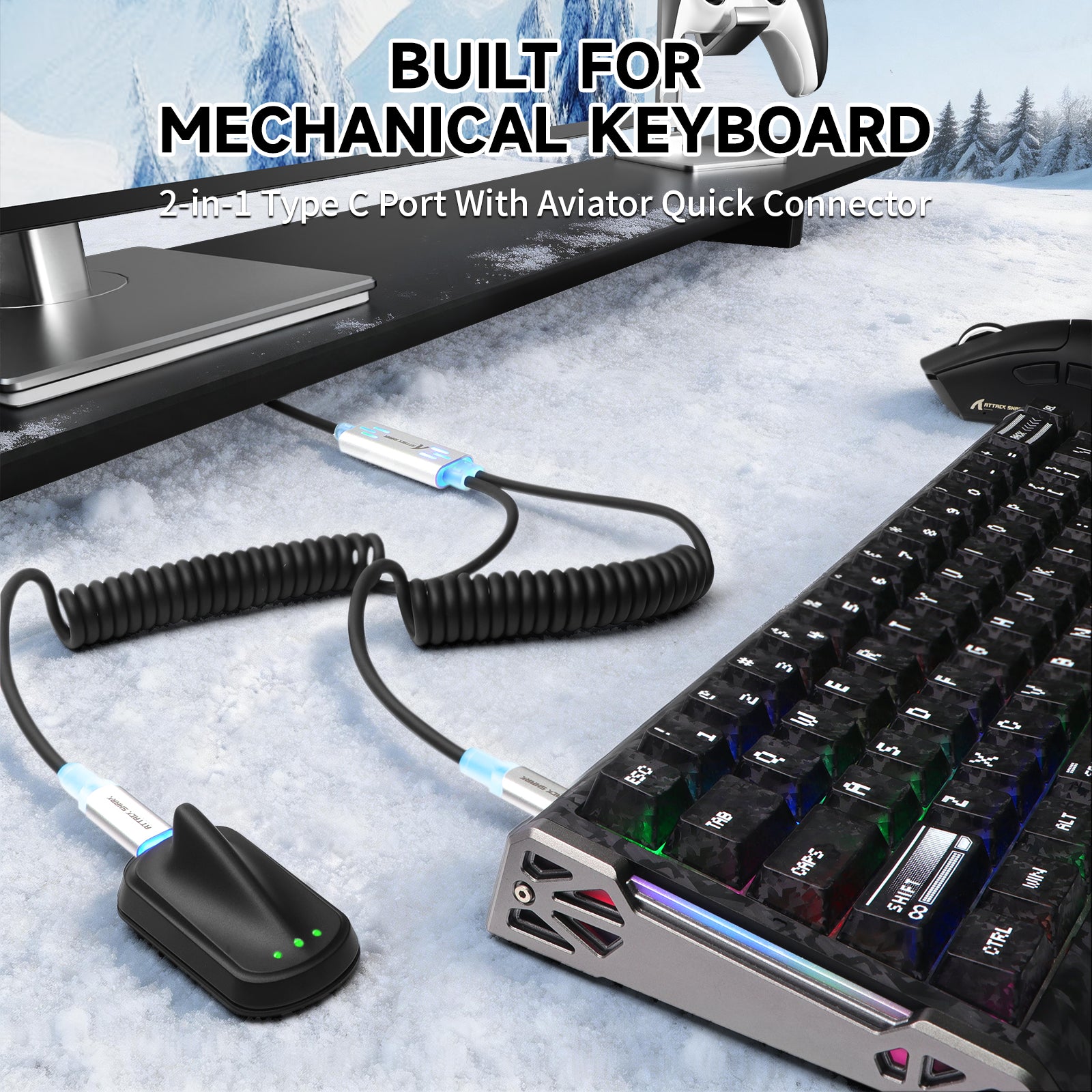 ATTACK SHARK C08 2-in-1 Custom Aviation Cable for 8kHz Magnetic Keyboards