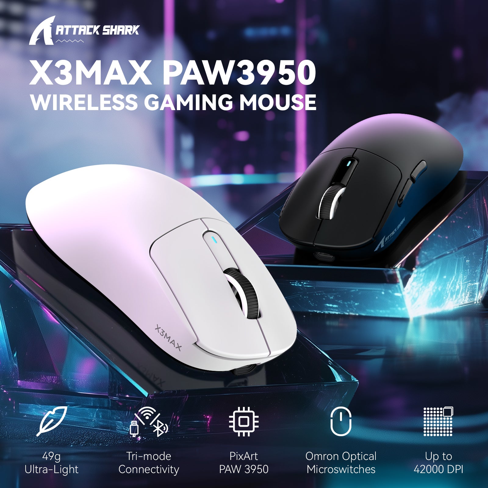 ATTACK SHARK X3MAX PAW3950 Wireless Gaming Mouse