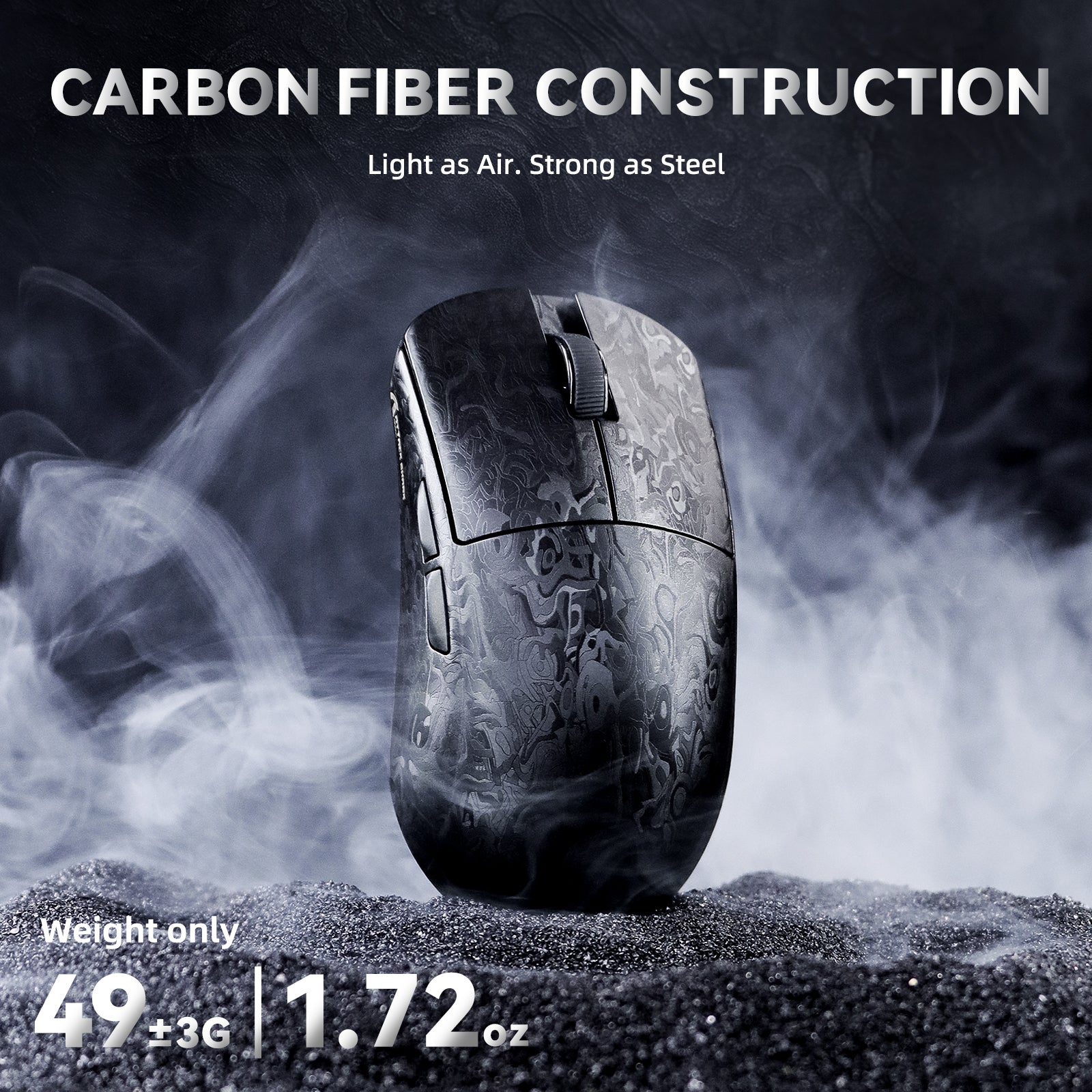 ATTACK SHARK R11 ULTRA Carbon Fiber Wireless 8K PAW3950MAX Gaming Mouse with C06 Ultra LED Cable