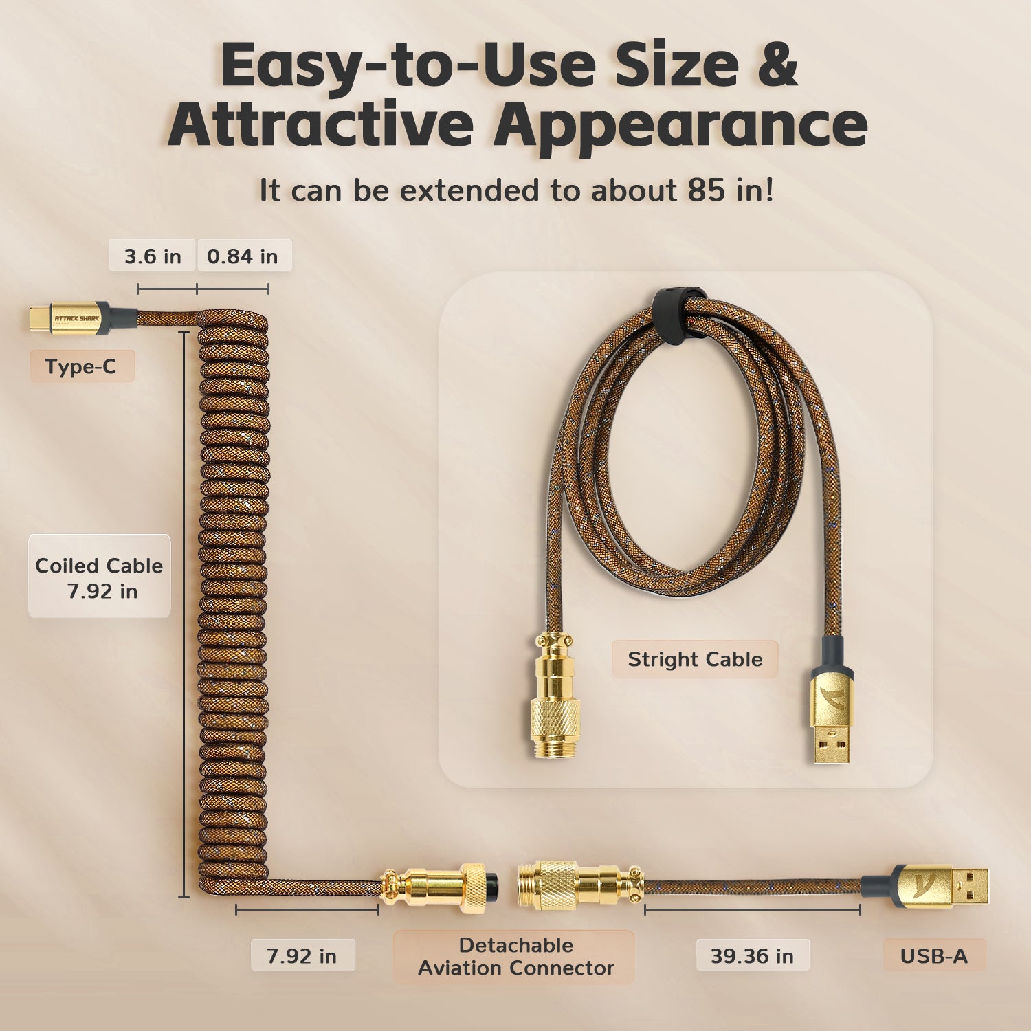 ATTACK SHARK C03 COILED CABLE