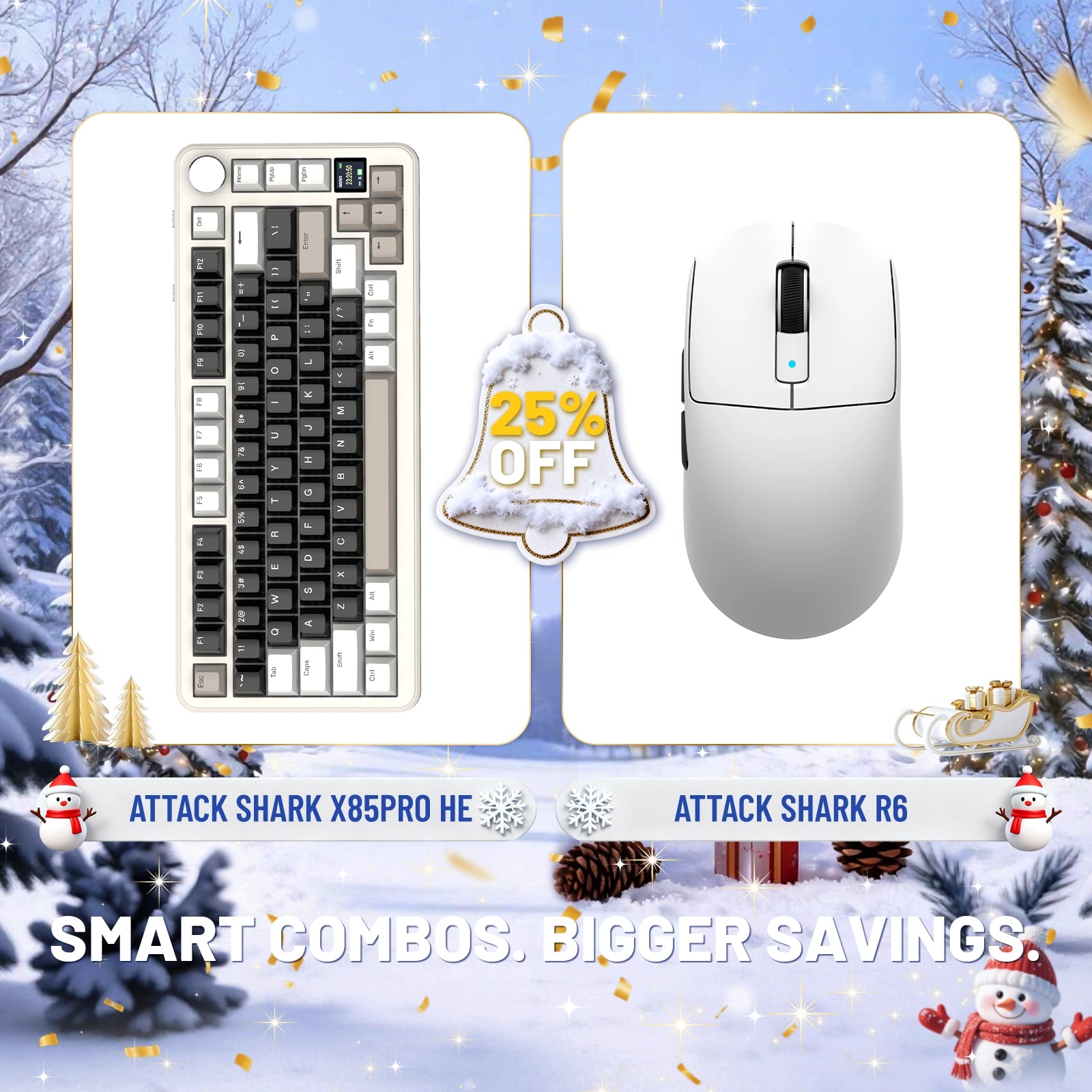ATTACK SHARK X85PRO Tri-mode Gasket Mechanical Keyboard + R6 Wireless Gaming Mouse Bundle