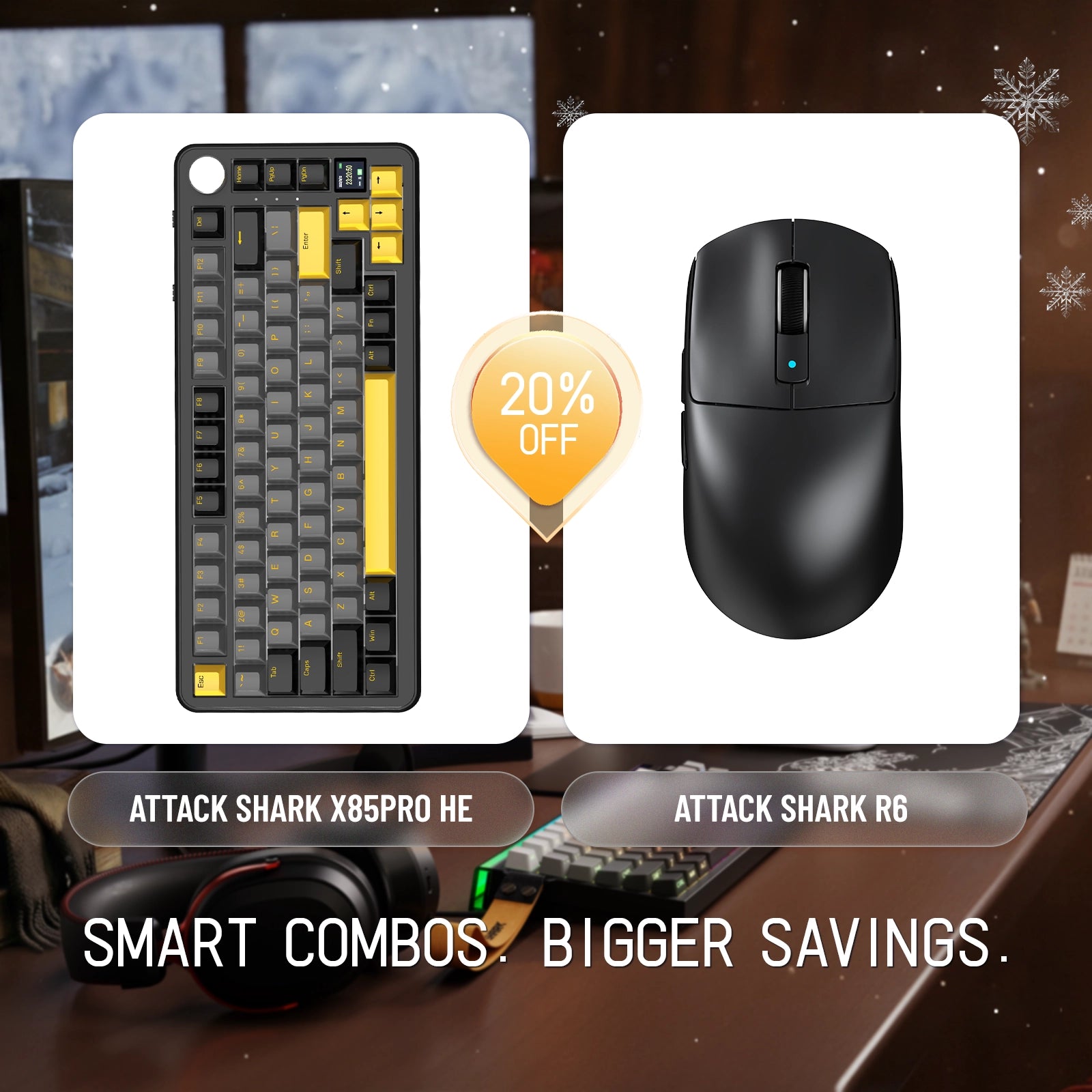 ATTACK SHARK X85PRO Tri-mode Gasket Mechanical Keyboard + R6 Wireless Gaming Mouse Bundle