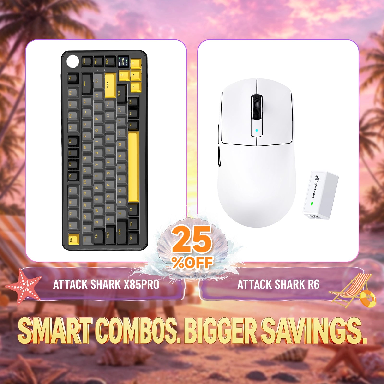 ATTACK SHARK X85PRO Tri-mode Gasket Mechanical Keyboard + R6 Wireless Gaming Mouse Bundle