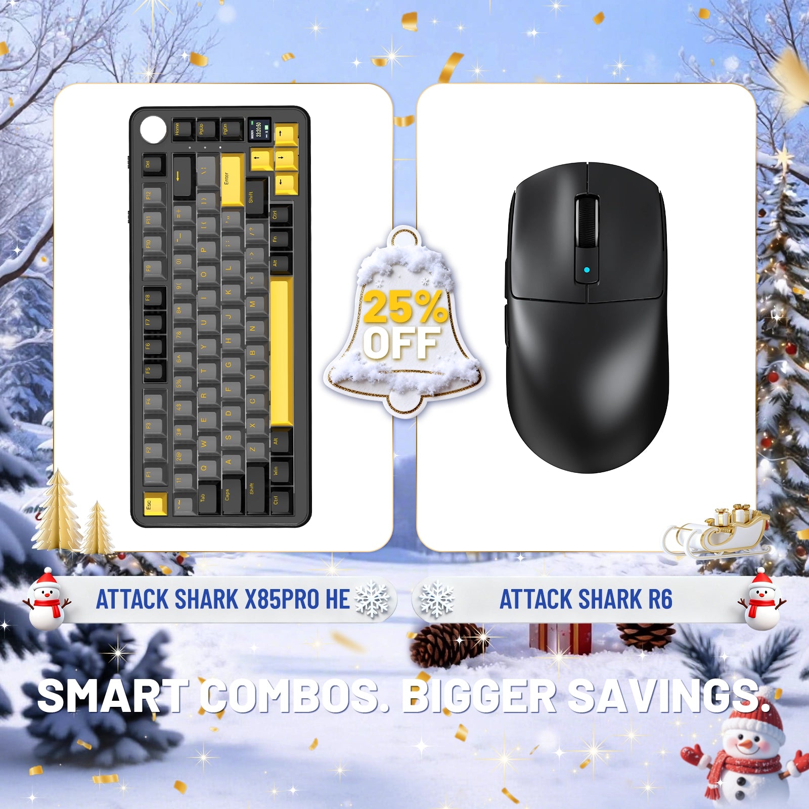 ATTACK SHARK X85PRO Tri-mode Gasket Mechanical Keyboard + R6 Wireless Gaming Mouse Bundle