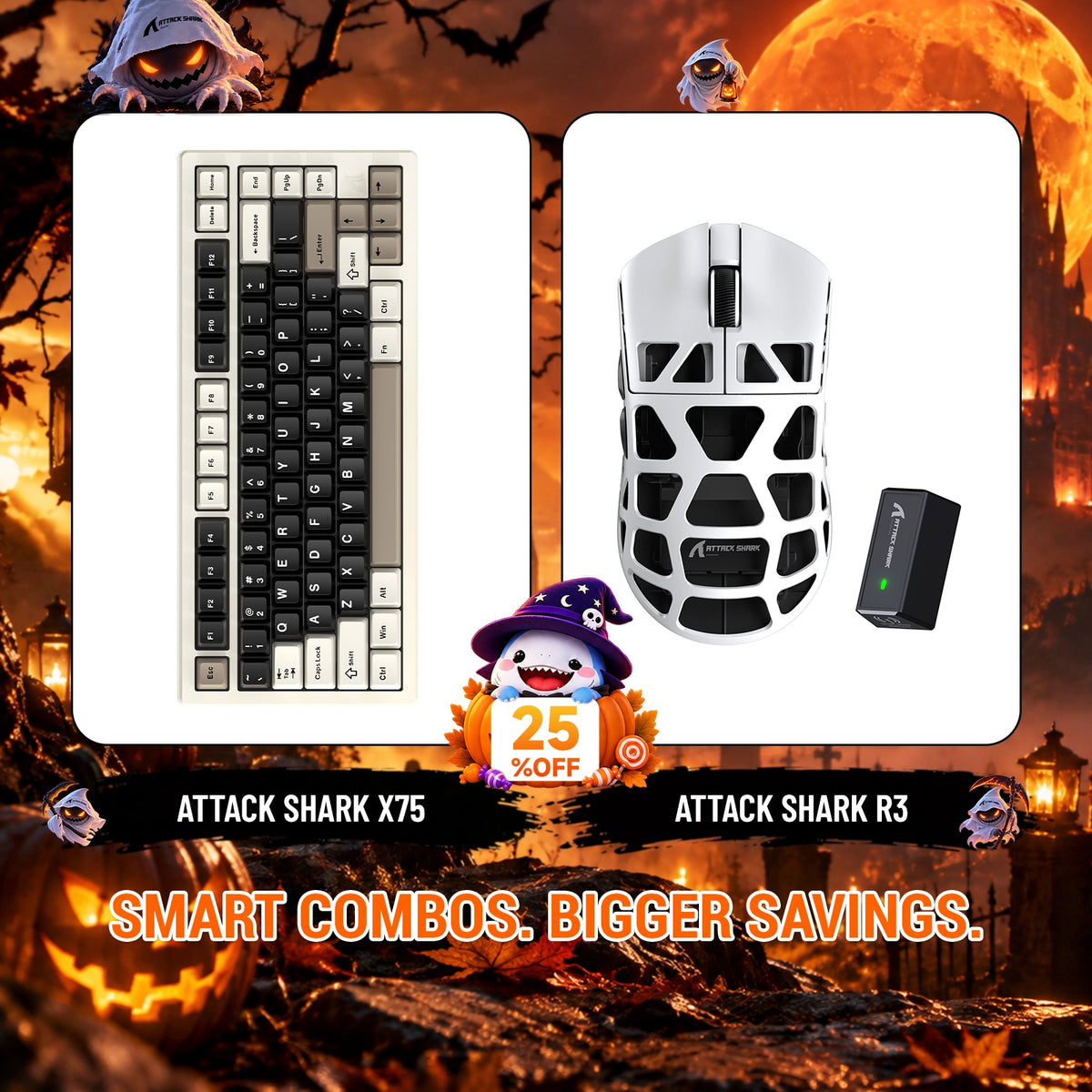 ATTACK SHARK X75 Full Aluminum Keyboard + R3 Magnesium Alloy Gaming Mouse Bundle