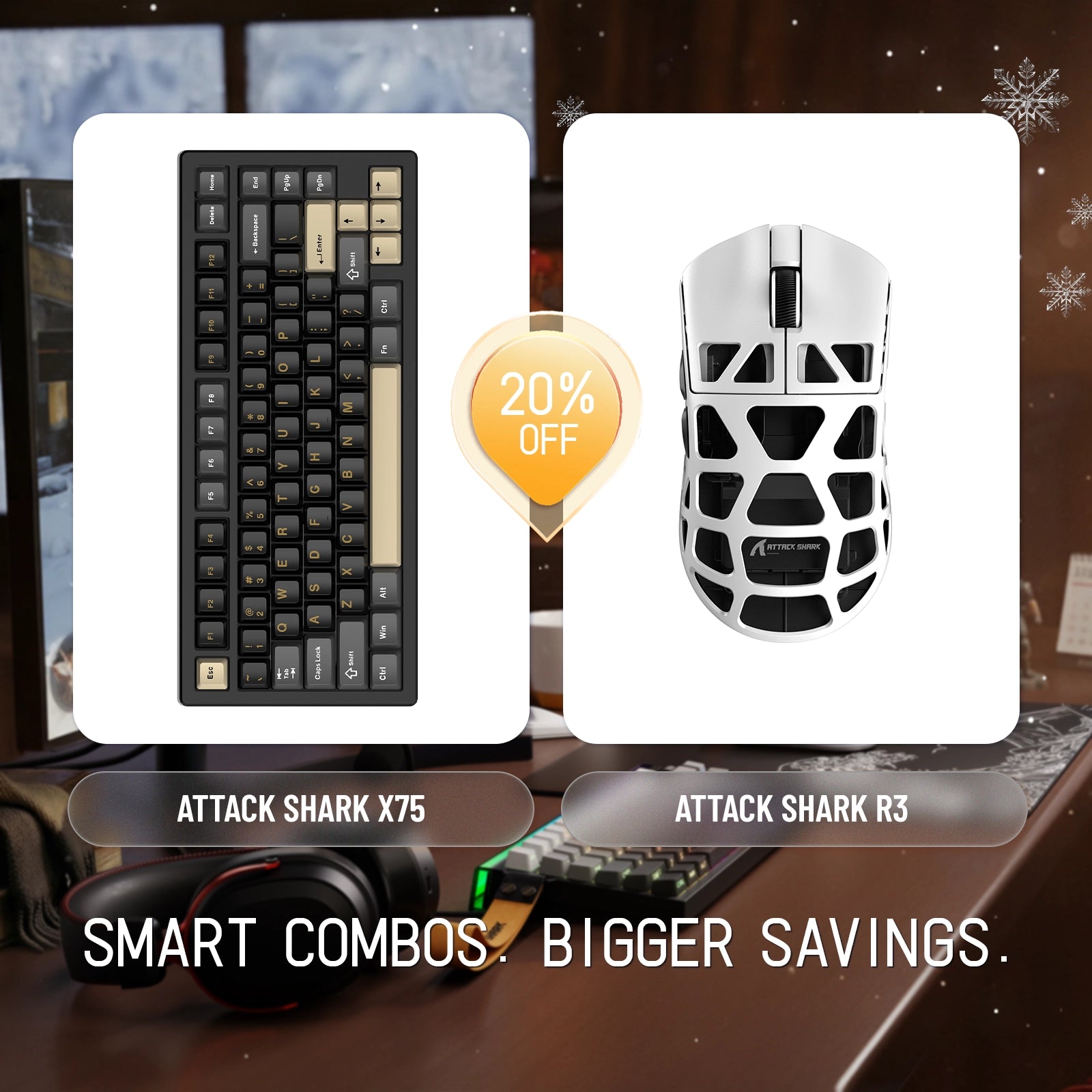 ATTACK SHARK X75 Full Aluminum Keyboard + R3 Magnesium Alloy Gaming Mouse Bundle