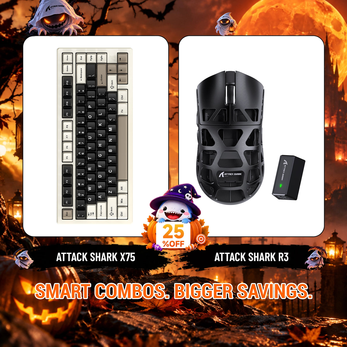 ATTACK SHARK X75 Full Aluminum Keyboard + R3 Magnesium Alloy Gaming Mouse Bundle