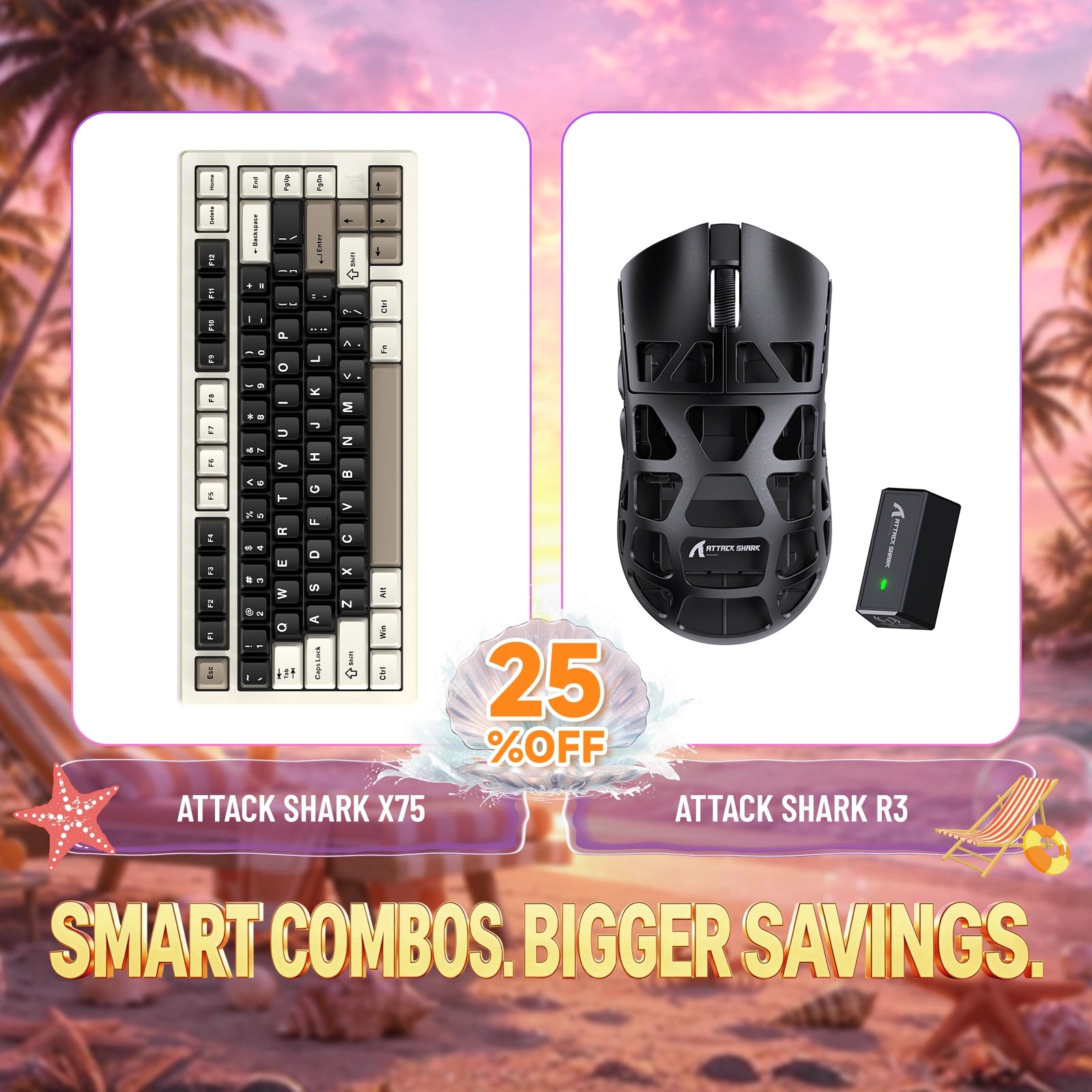 ATTACK SHARK X75 Full Aluminum Keyboard + R3 Magnesium Alloy Gaming Mouse Bundle