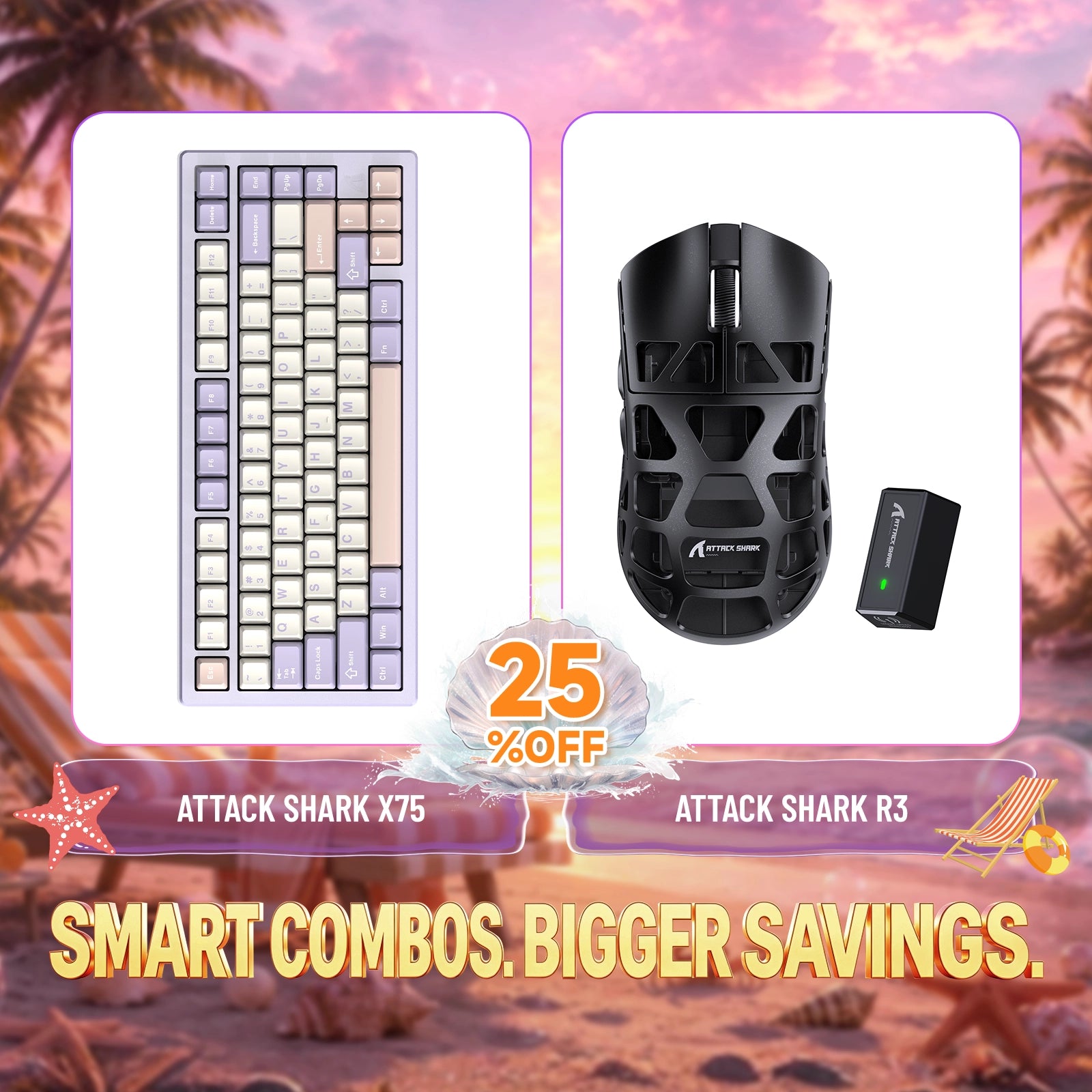 ATTACK SHARK X75 Full Aluminum Keyboard + R3 Magnesium Alloy Gaming Mouse Bundle